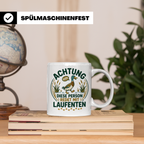 Laufenten Tasse Spruch 'Achtung diese Person redet mit Laufe – Weiß [farbe:weiß]