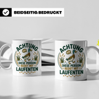 Laufenten Tasse Spruch 'Achtung diese Person redet mit Laufe – Weiß [farbe:weiß]