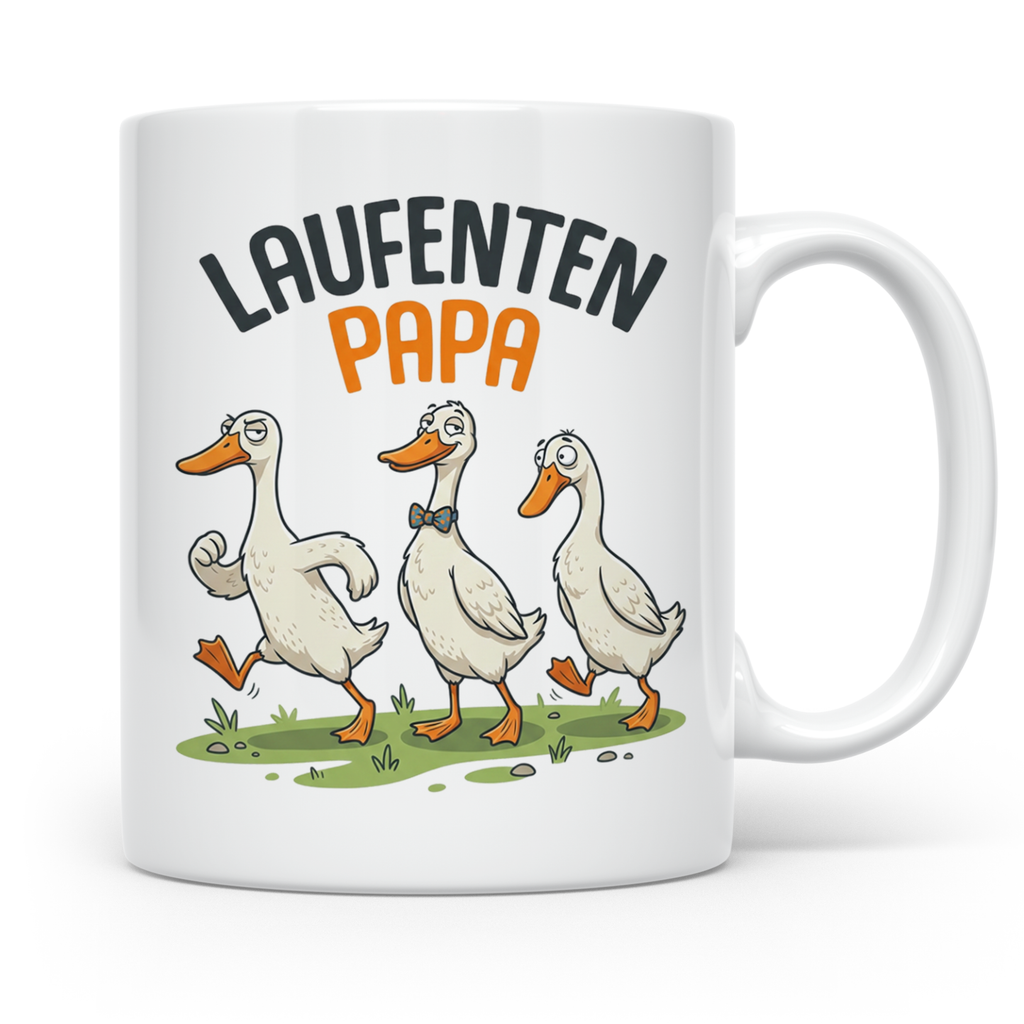 Laufenten Papa Tasse für Gärtner & Entenhalter, lustiges Ind – Weiß [farbe:weiß]
