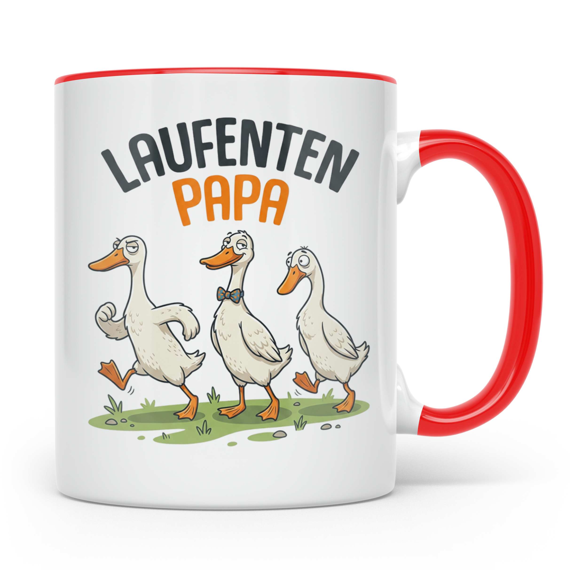 Laufenten Papa Tasse für Gärtner & Entenhalter, lustiges Ind – Rot [farbe:rot]