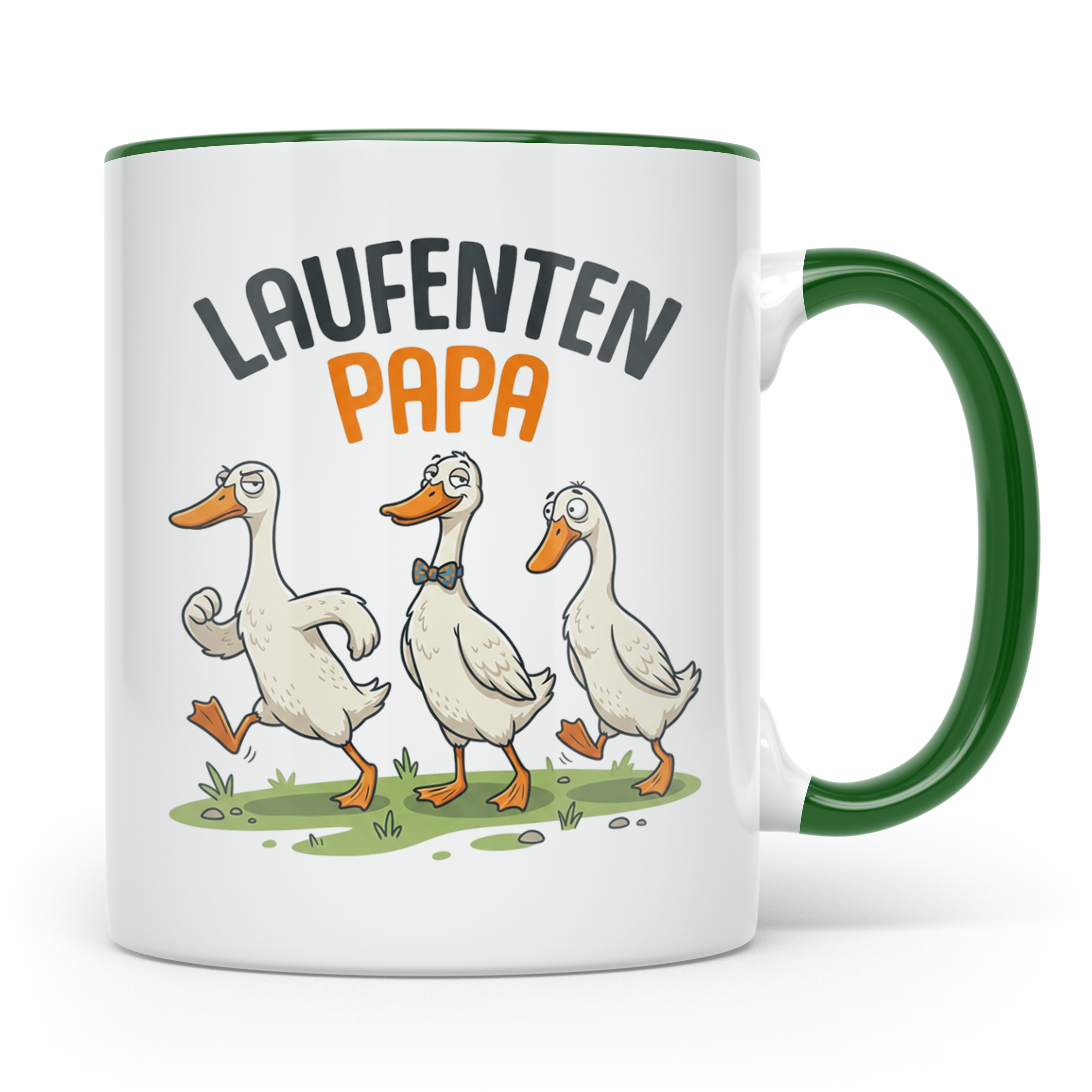Laufenten Papa Tasse für Gärtner & Entenhalter, lustiges Ind – Grün [farbe:grün]