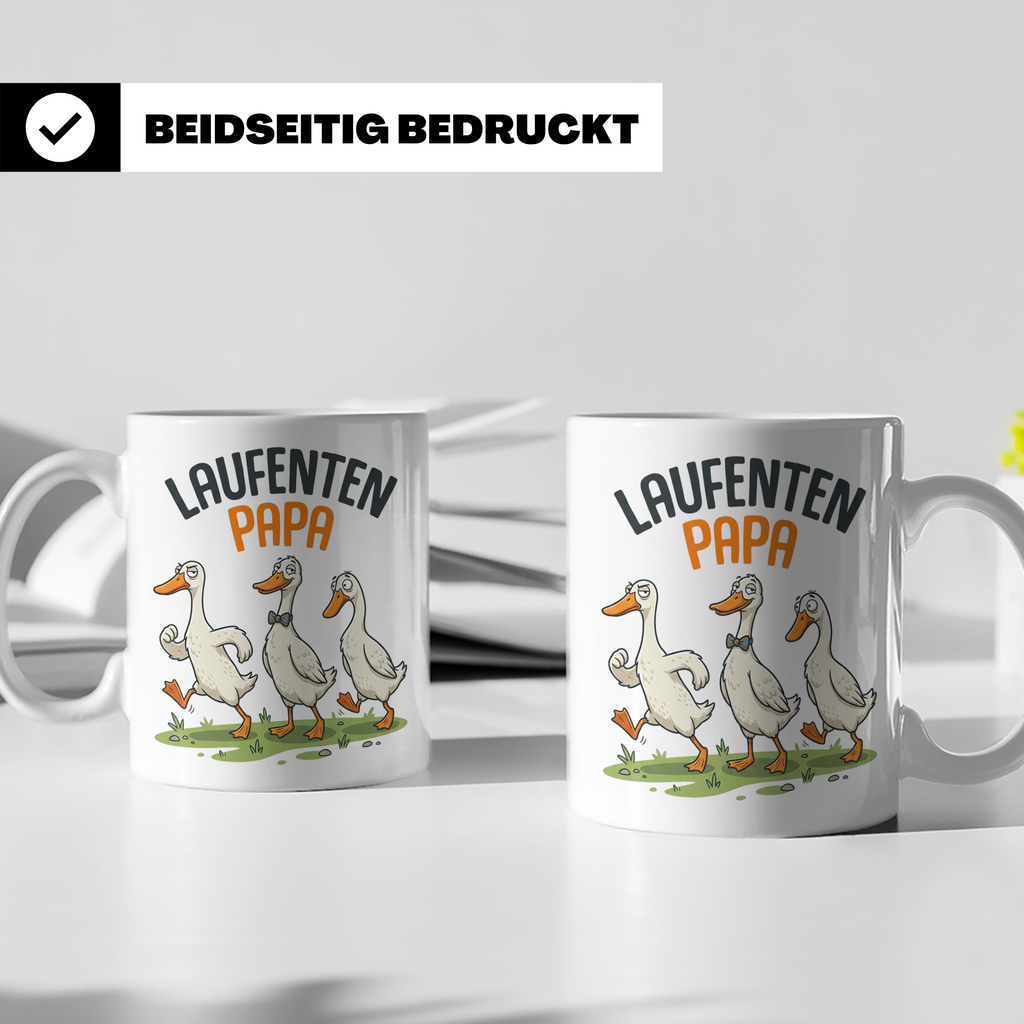 Laufenten Papa Tasse für Gärtner & Entenhalter, lustiges Ind – Weiß [farbe:weiß]