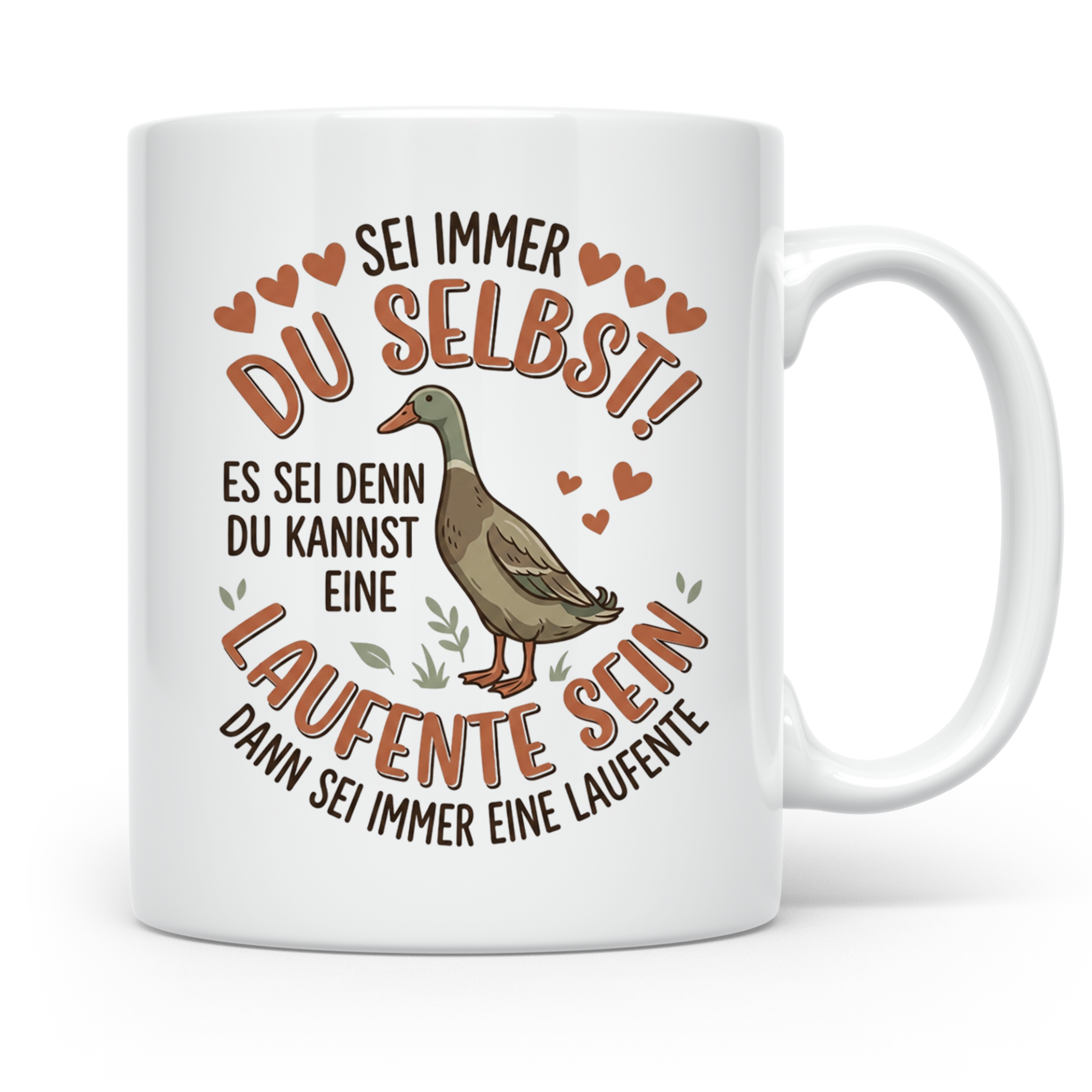 Laufente Tasse mit Spruch Sei immer du selbst | Geschenk für – Weiß [farbe:weiß]