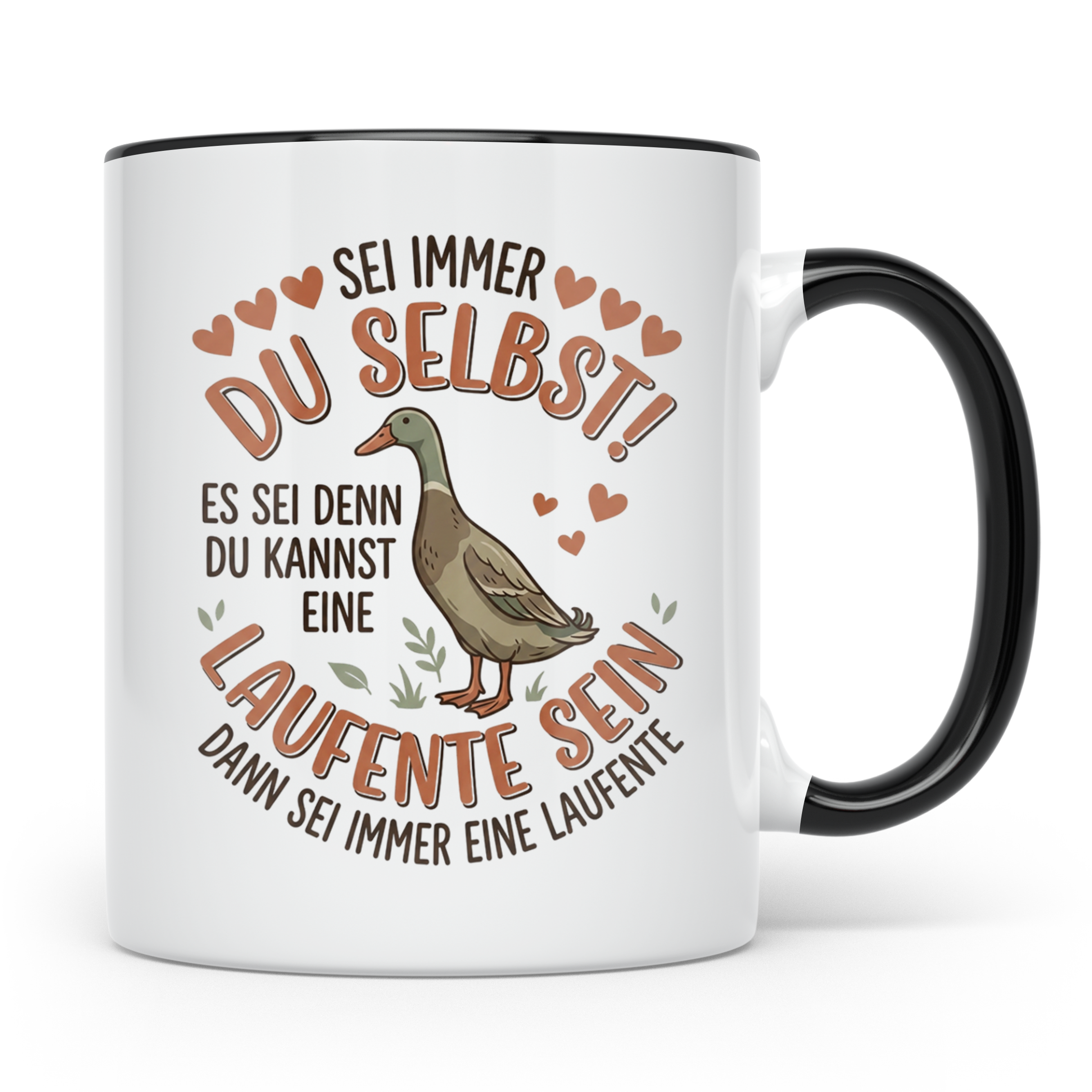 Laufente Tasse mit Spruch Sei immer du selbst | Geschenk für – Schwarz [farbe:schwarz]