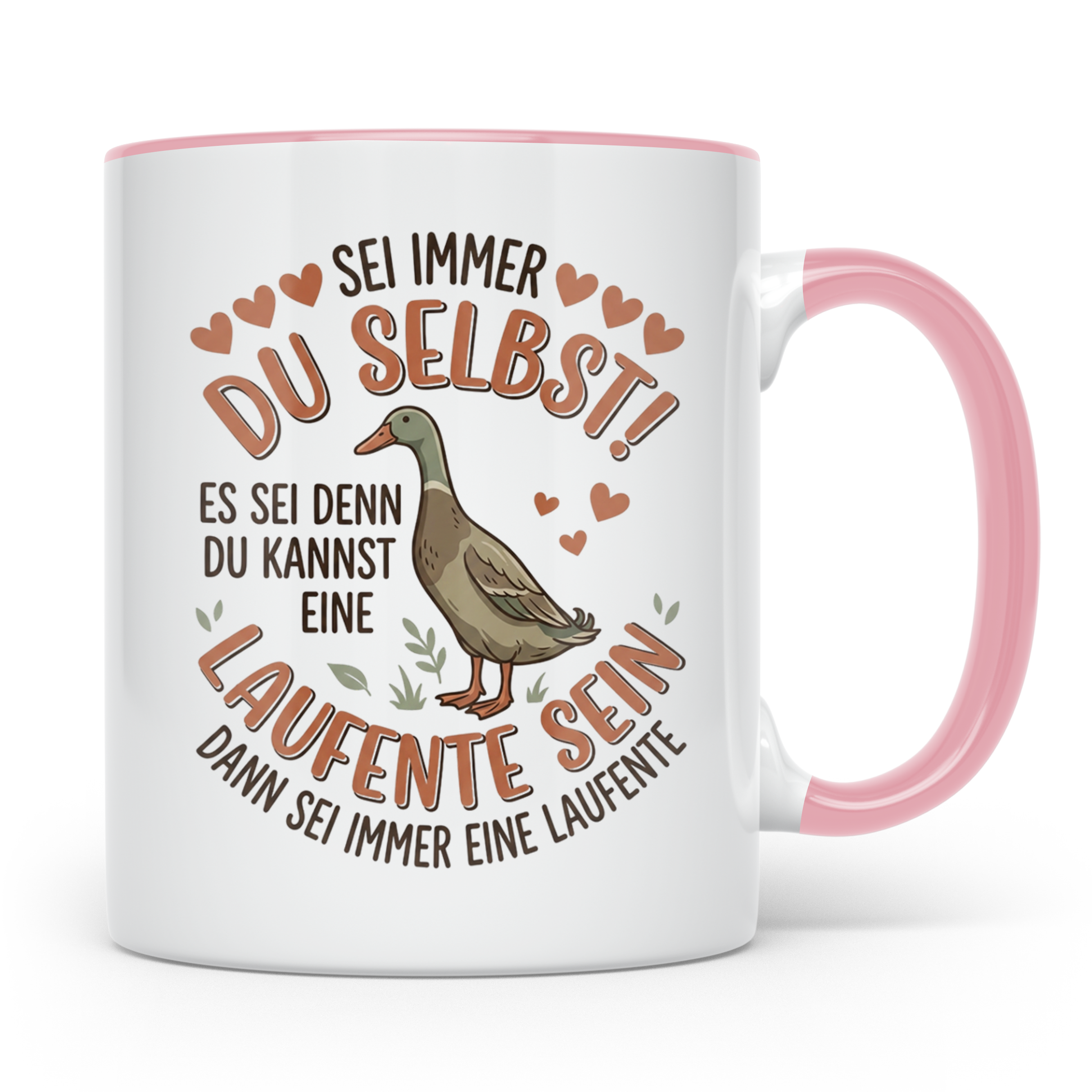 Laufente Tasse mit Spruch Sei immer du selbst | Geschenk für – Rosa [farbe:rosa]