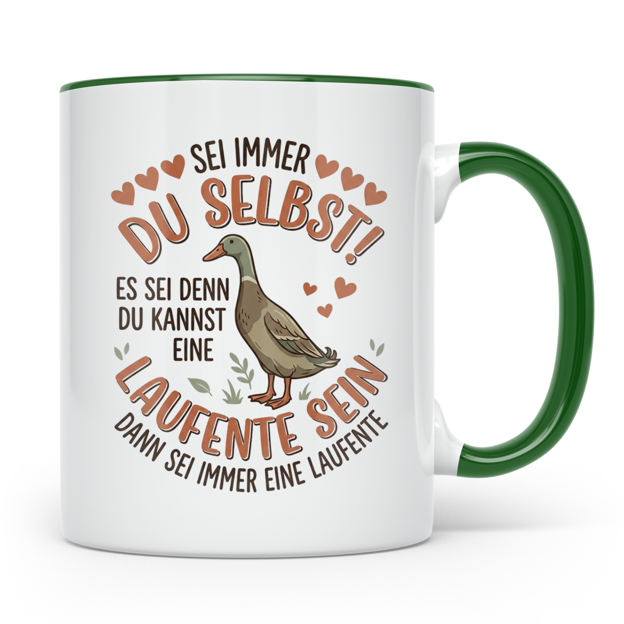 Laufente Tasse mit Spruch Sei immer du selbst | Geschenk für – Grün [farbe:grün]
