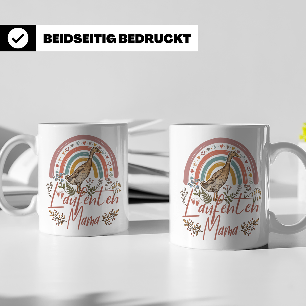 Laufenten Mama Tasse, Boho Regenbogen Kaffeetasse, Geschenk  – Weiß [farbe:weiß]
