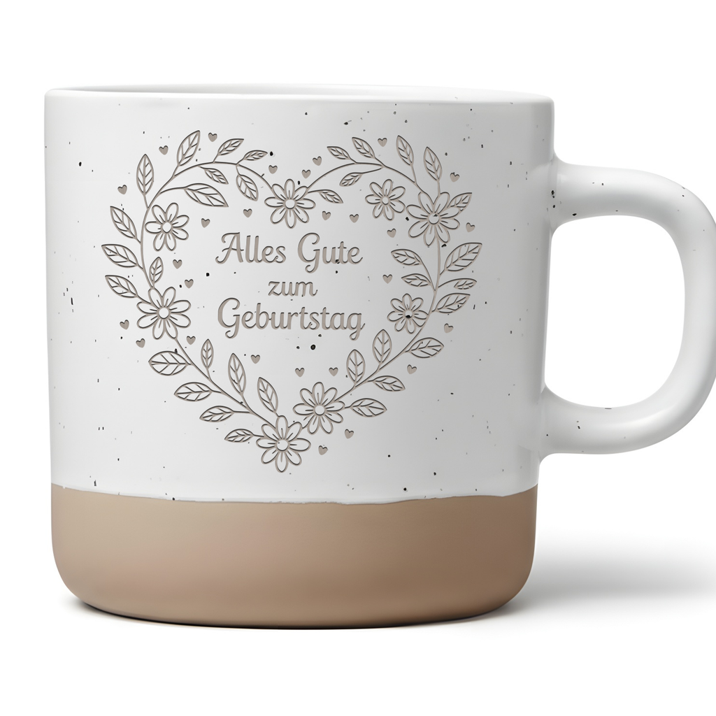 lles Gute zum Geburtstag Tasse Geschenk Geburtstagstasse Frauen Männer Freundin Mama Papa Herz Blumenkranz Kaffeetasse Geburtstagsgeschenk