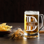 Personalisiertes Bierkrug mit Monogramm – Elegantes Geschenk für Männer, Monogramm D Bierkrug für den Besten Kumpel, Ideal für Geburtstagsgeschenke