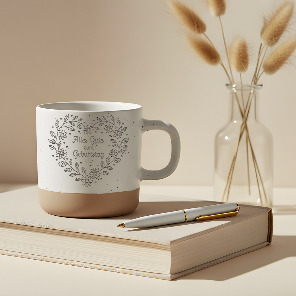 lles Gute zum Geburtstag Tasse Geschenk Geburtstagstasse Frauen Männer Freundin Mama Papa Herz Blumenkranz Kaffeetasse Geburtstagsgeschenk