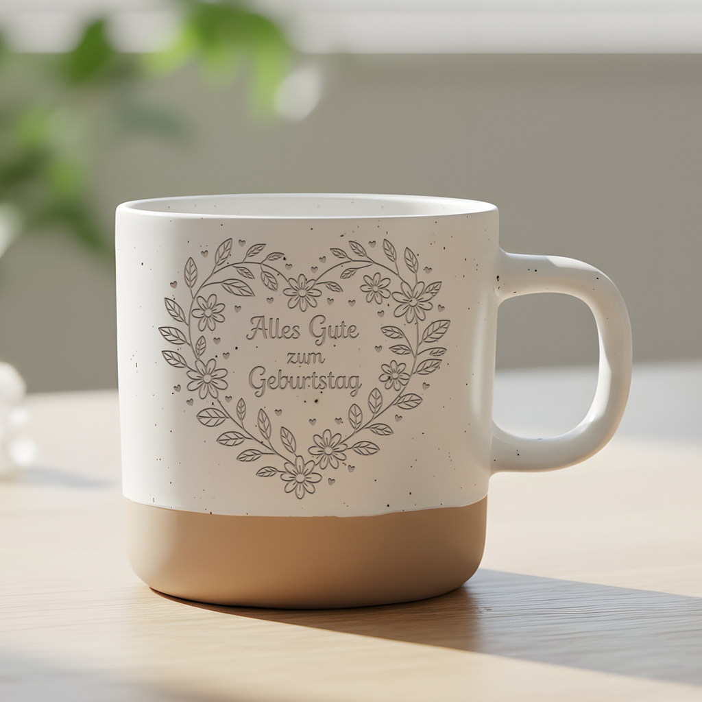 lles Gute zum Geburtstag Tasse Geschenk Geburtstagstasse Frauen Männer Freundin Mama Papa Herz Blumenkranz Kaffeetasse Geburtstagsgeschenk