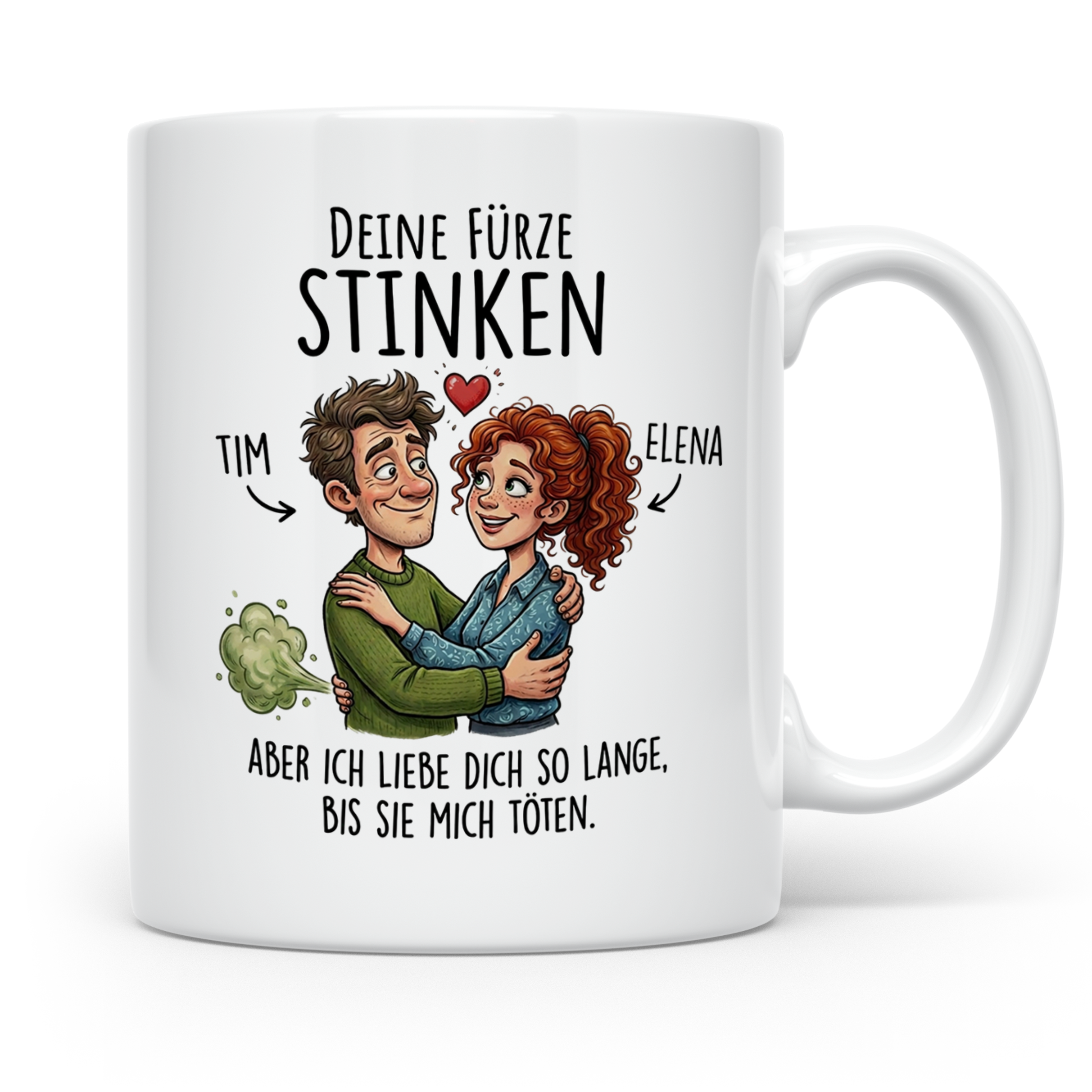 Lustige Partnertasse personalisiert mit Namen - Deine Fürze stinken Geschenk Paar