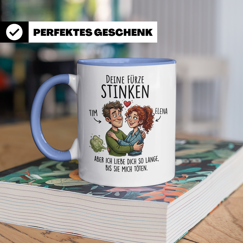 Personalisierte Partnertasse witzig - Valentinstag Geschenk Paar mit Wunschtext