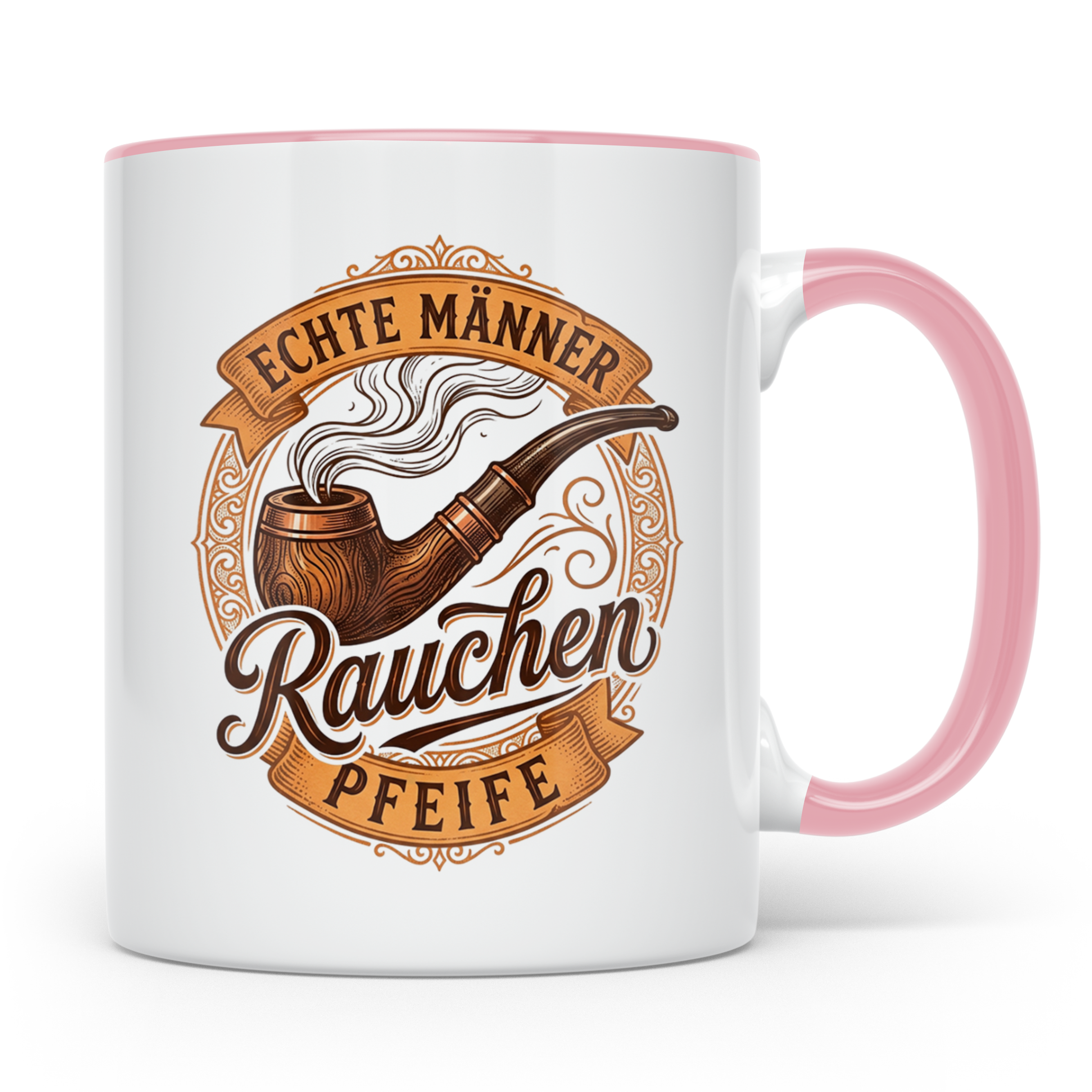 Pfeifenraucher Tasse mit Spruch Echte Männer Rauchen Pfeife  – Rosa [farbe:rosa]
