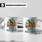 Vogelbeobachtung Tasse mit Fernglas, Geschenk für Ornitholog – Weiß [farbe:weiß]