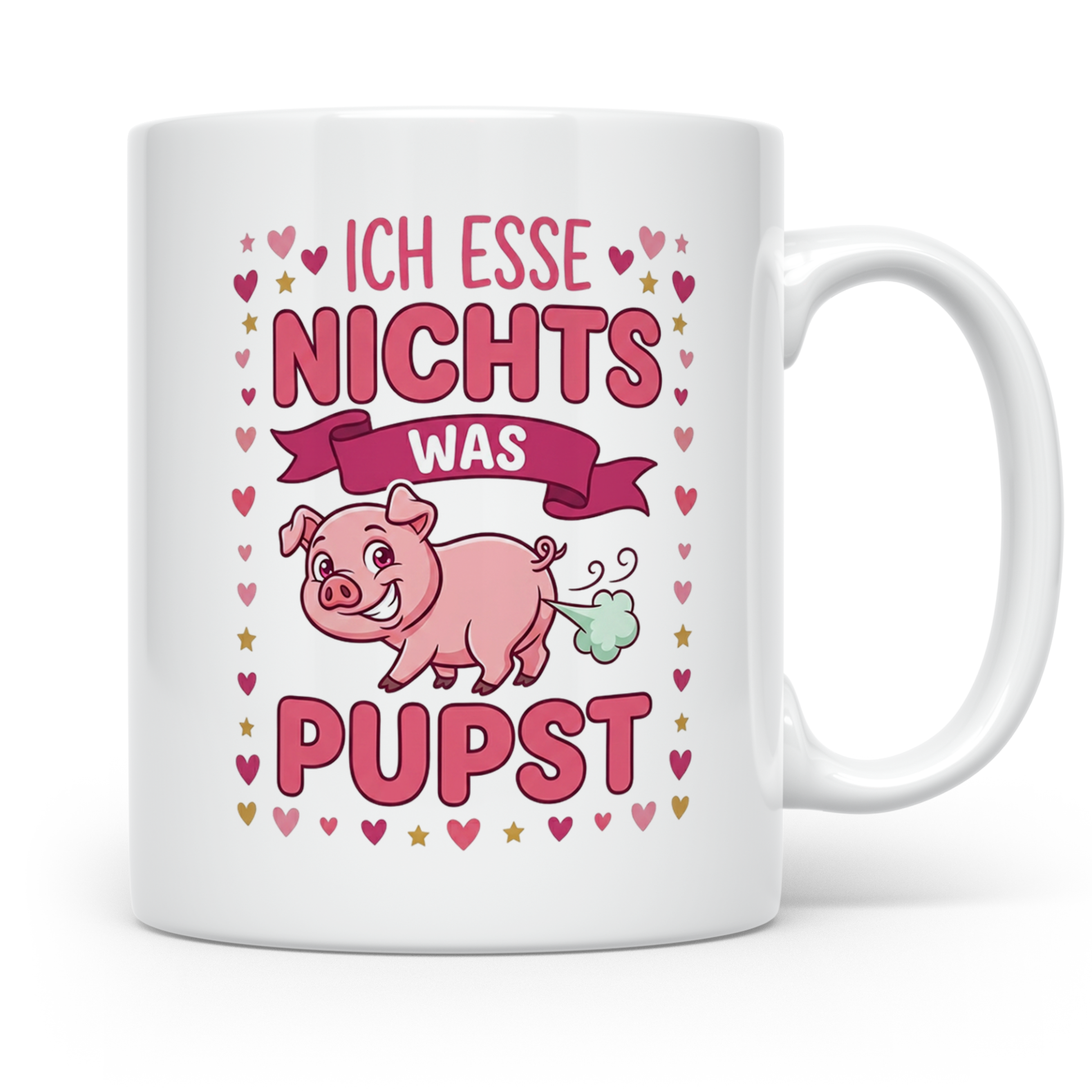 Vegetarier Tasse mit Spruch 'Ich esse nichts was pupst', lus – Weiß [farbe:weiß]