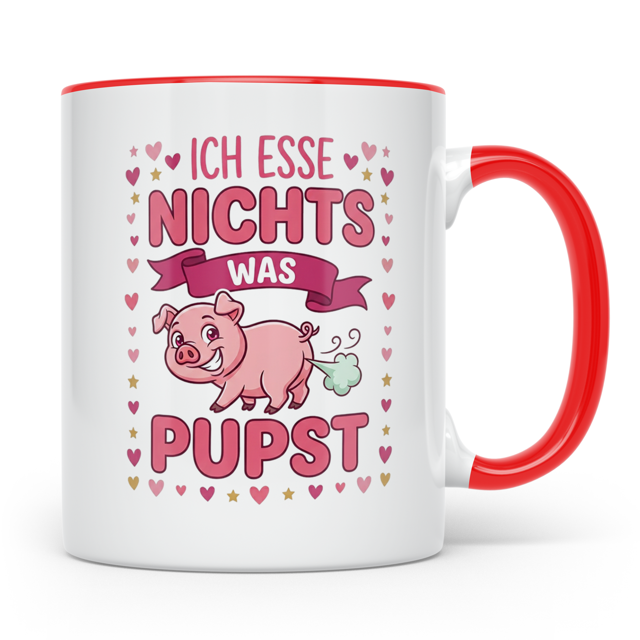 Vegetarier Tasse mit Spruch 'Ich esse nichts was pupst', lus – Rot [farbe:rot]