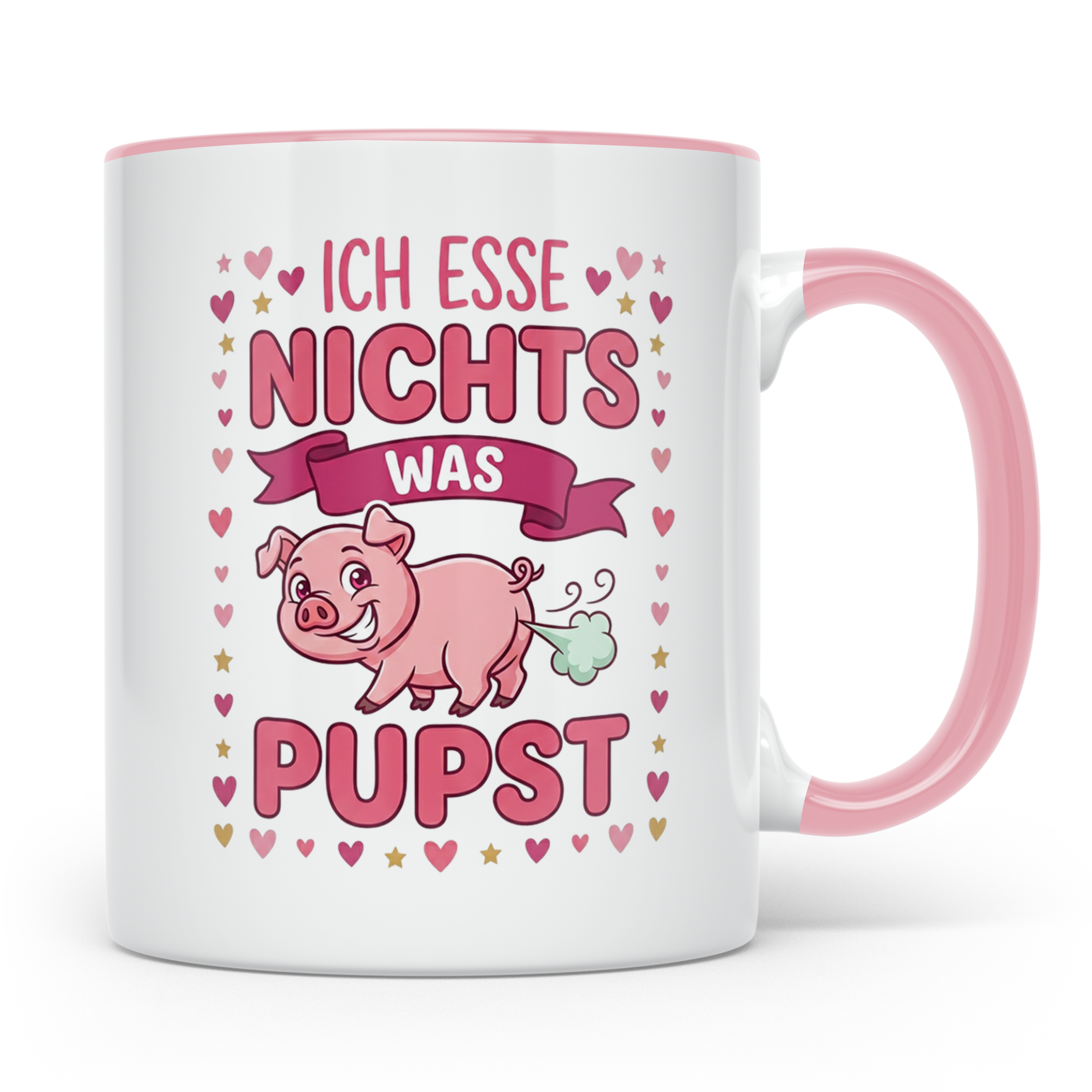 Vegetarier Tasse mit Spruch 'Ich esse nichts was pupst', lus – Rosa [farbe:rosa]