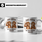 Drei Affen Tasse lustig mit fragendem Blick, Kaffeetasse für – Weiß [farbe:weiß]