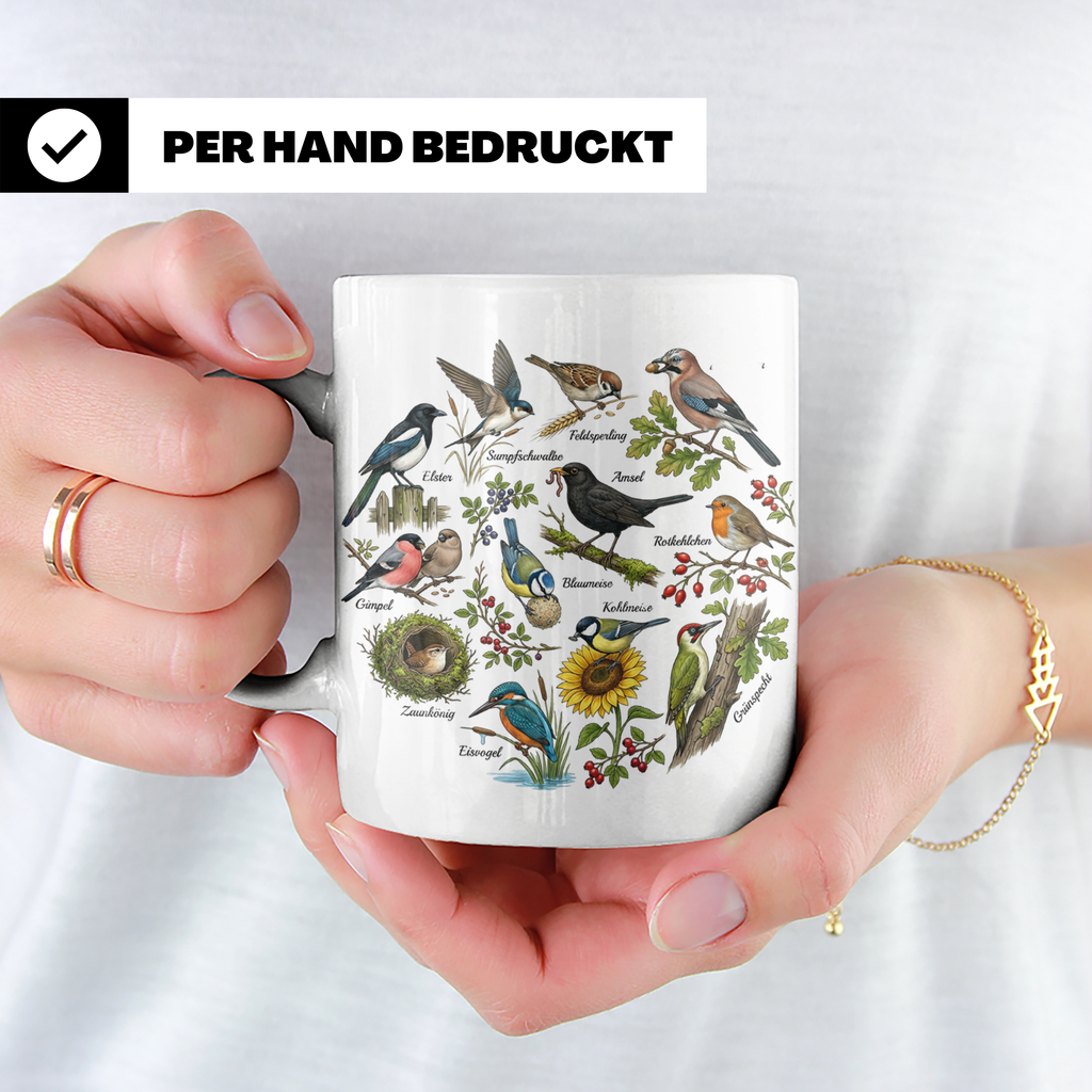 Heimische Vögel Tasse für Ornithologen & Vogelbeobachter. Ka – Weiß [farbe:weiß]
