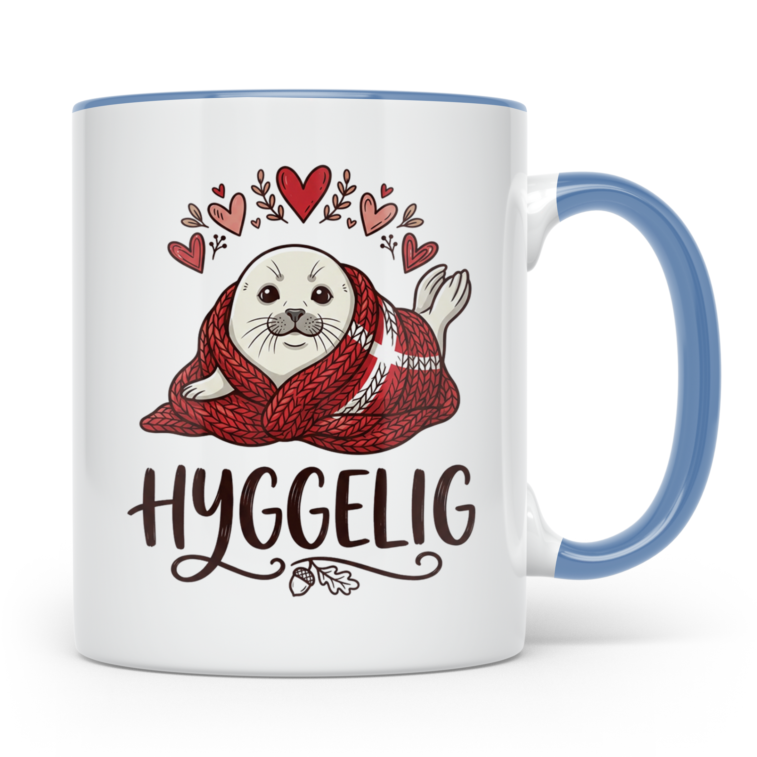 Hygge Tasse süße Robbe Dänemark Flagge, skandinavische Kaffe – Blau [farbe:blau]
