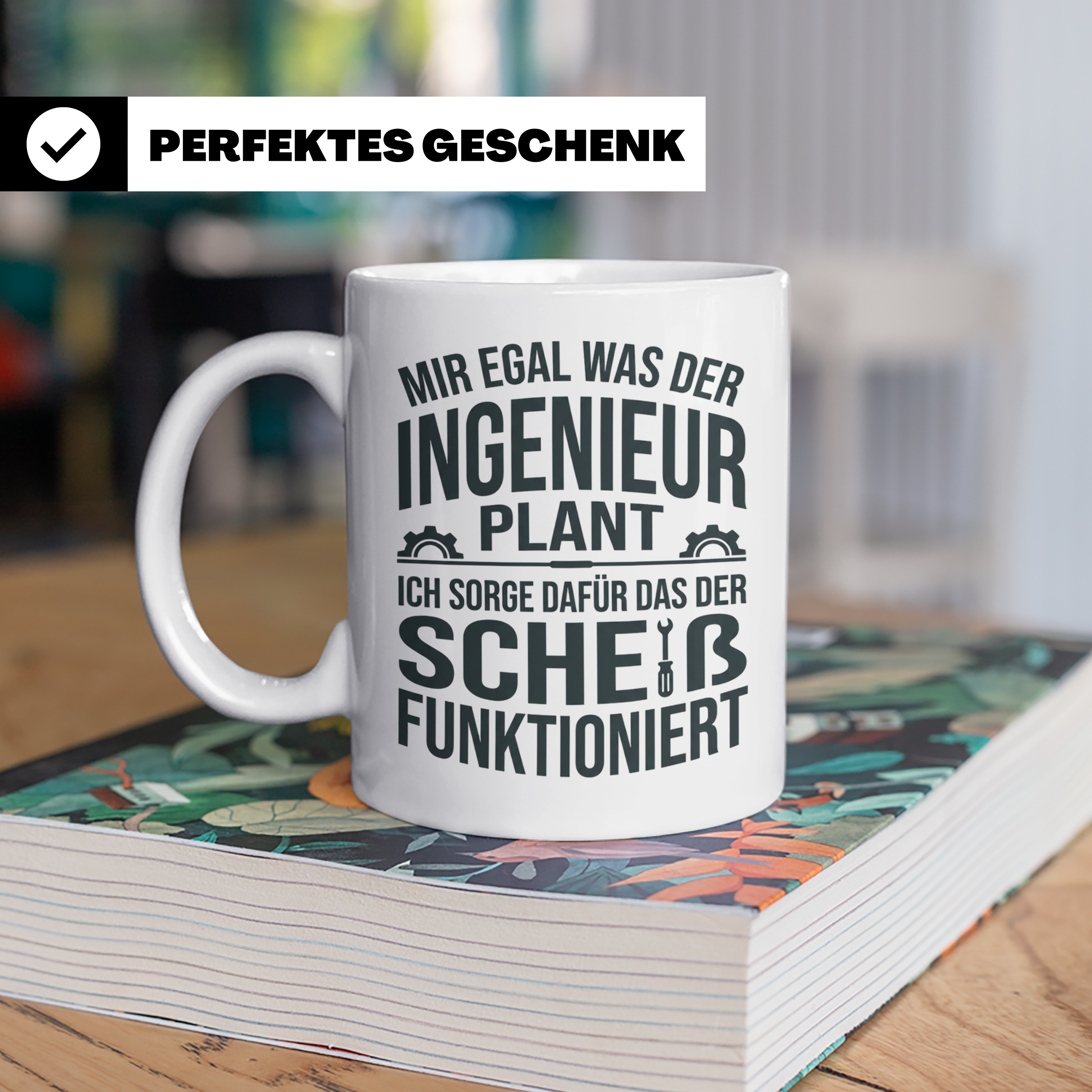 Handwerker Tasse mit Spruch Mir egal was der Ingenieur plant – Weiß [farbe:weiß]