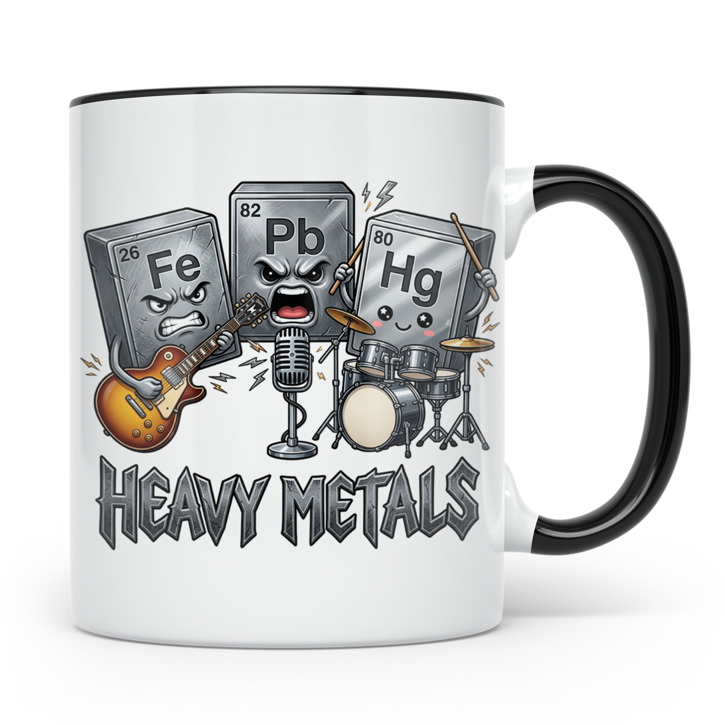 Heavy Metals Tasse Lustiges Chemie Periodensystem Wortspiel  – Schwarz [farbe:schwarz]