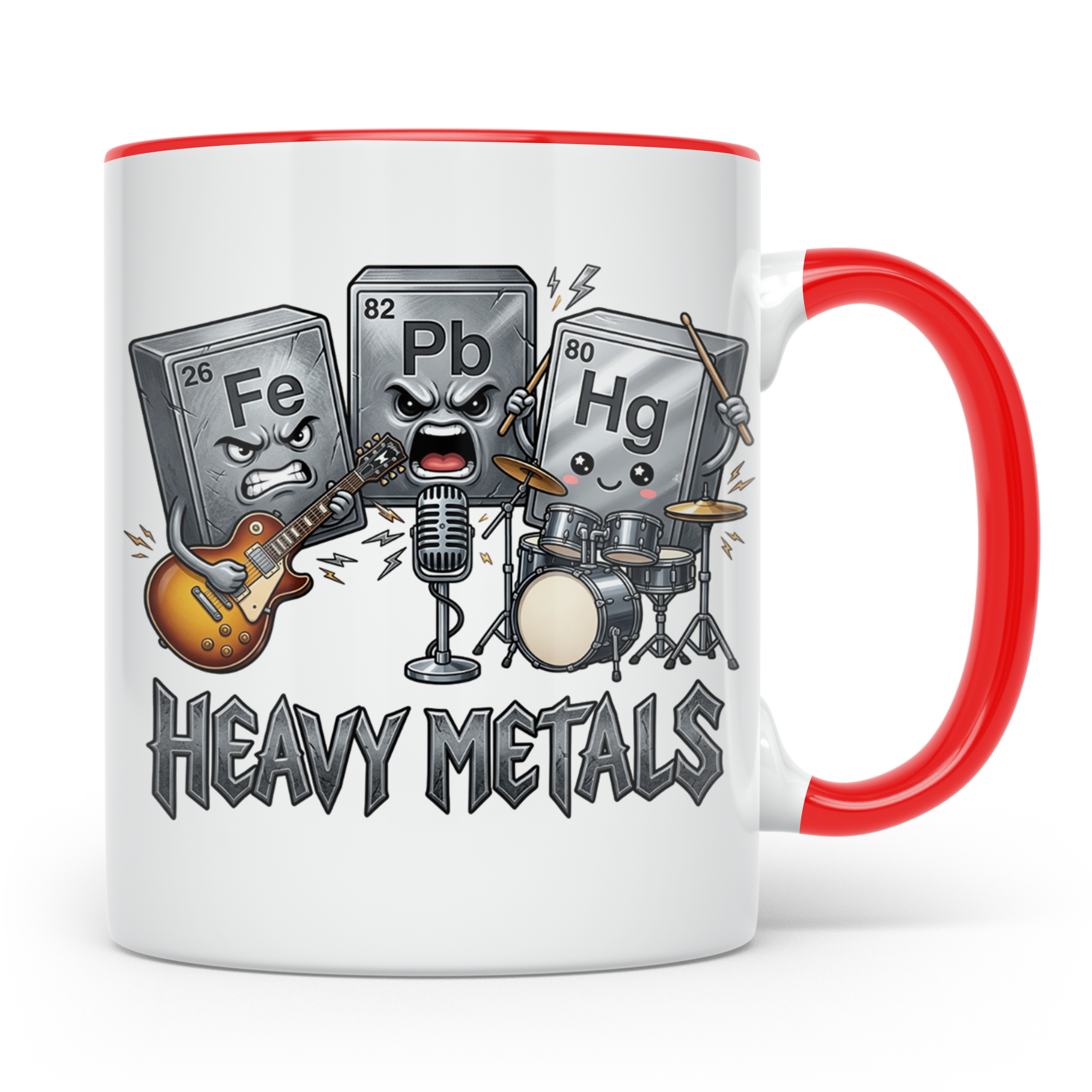 Heavy Metals Tasse Lustiges Chemie Periodensystem Wortspiel  – Rot [farbe:rot]