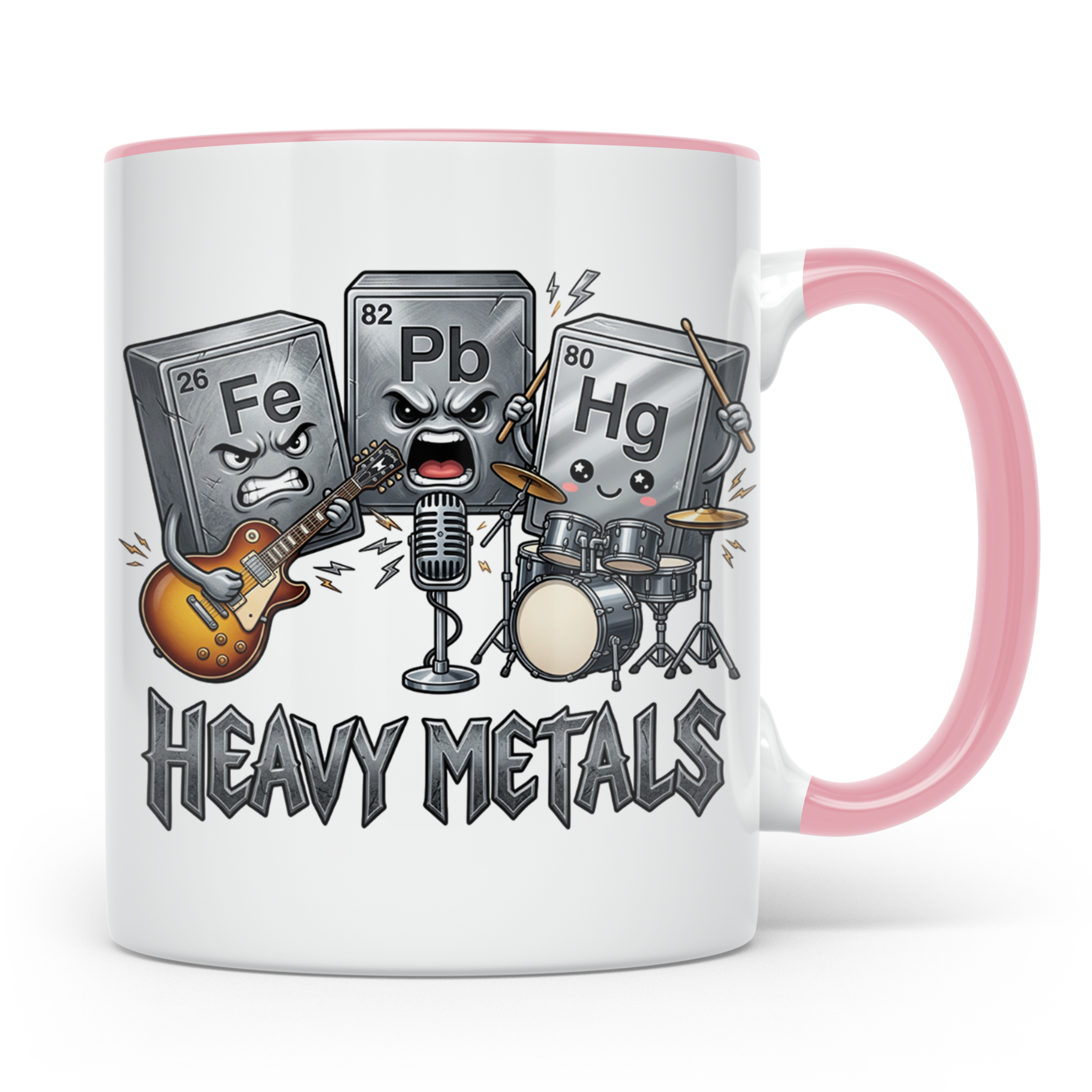 Heavy Metals Tasse Lustiges Chemie Periodensystem Wortspiel  – Rosa [farbe:rosa]