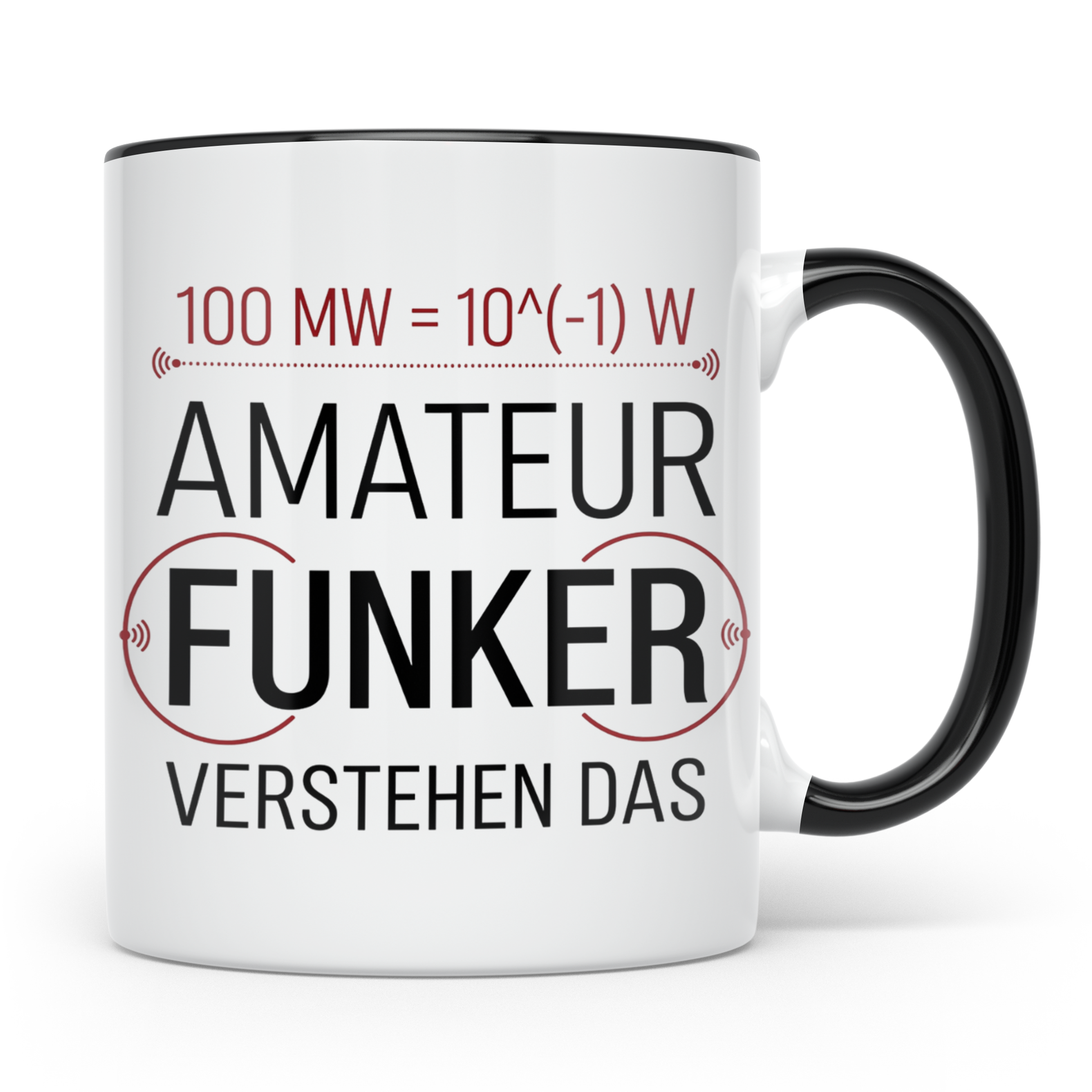 Amateurfunker Tasse mit Spruch 100 MW = 10^(-1) W | Geschenk – Schwarz [farbe:schwarz]