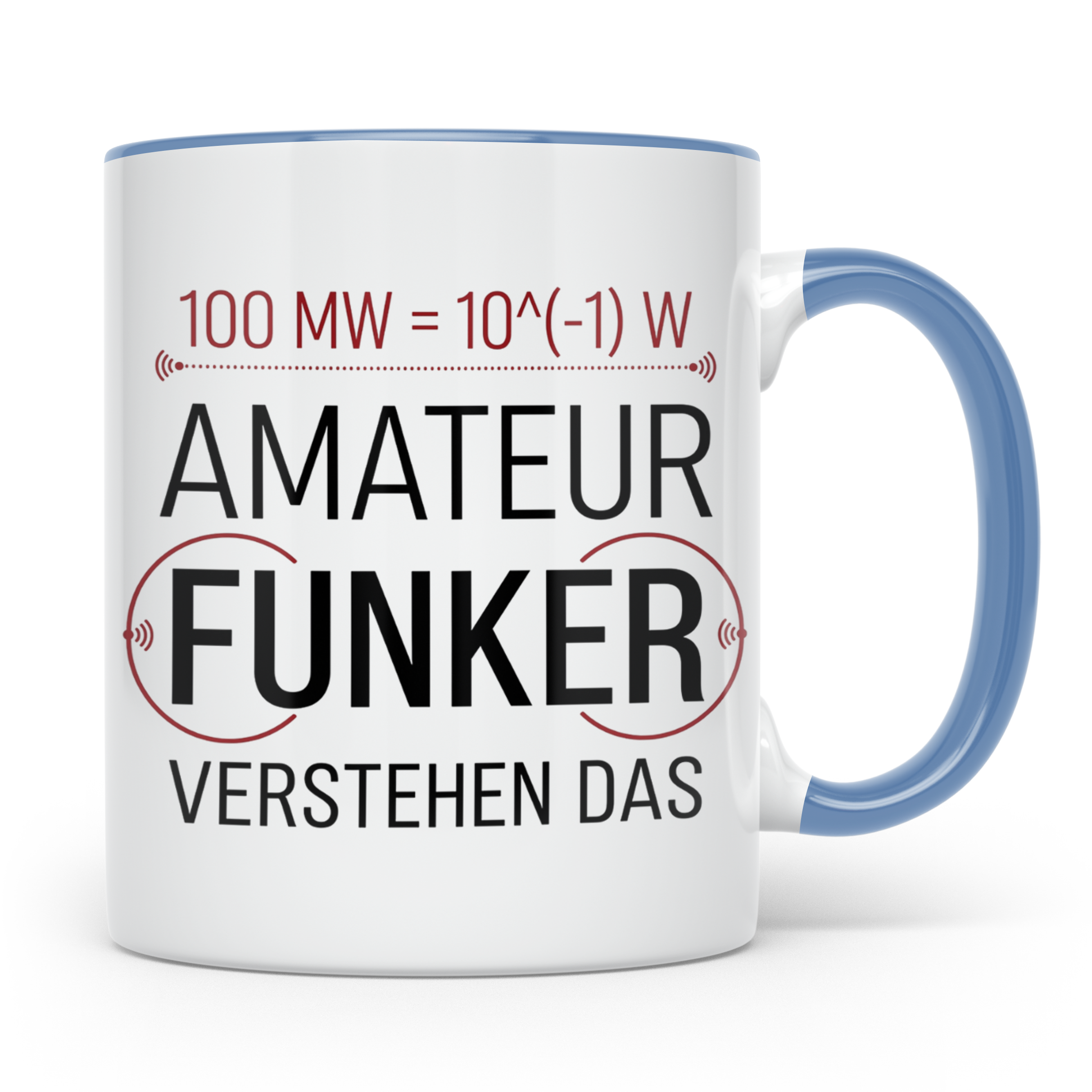 Amateurfunker Tasse mit Spruch 100 MW = 10^(-1) W | Geschenk – Blau [farbe:blau]