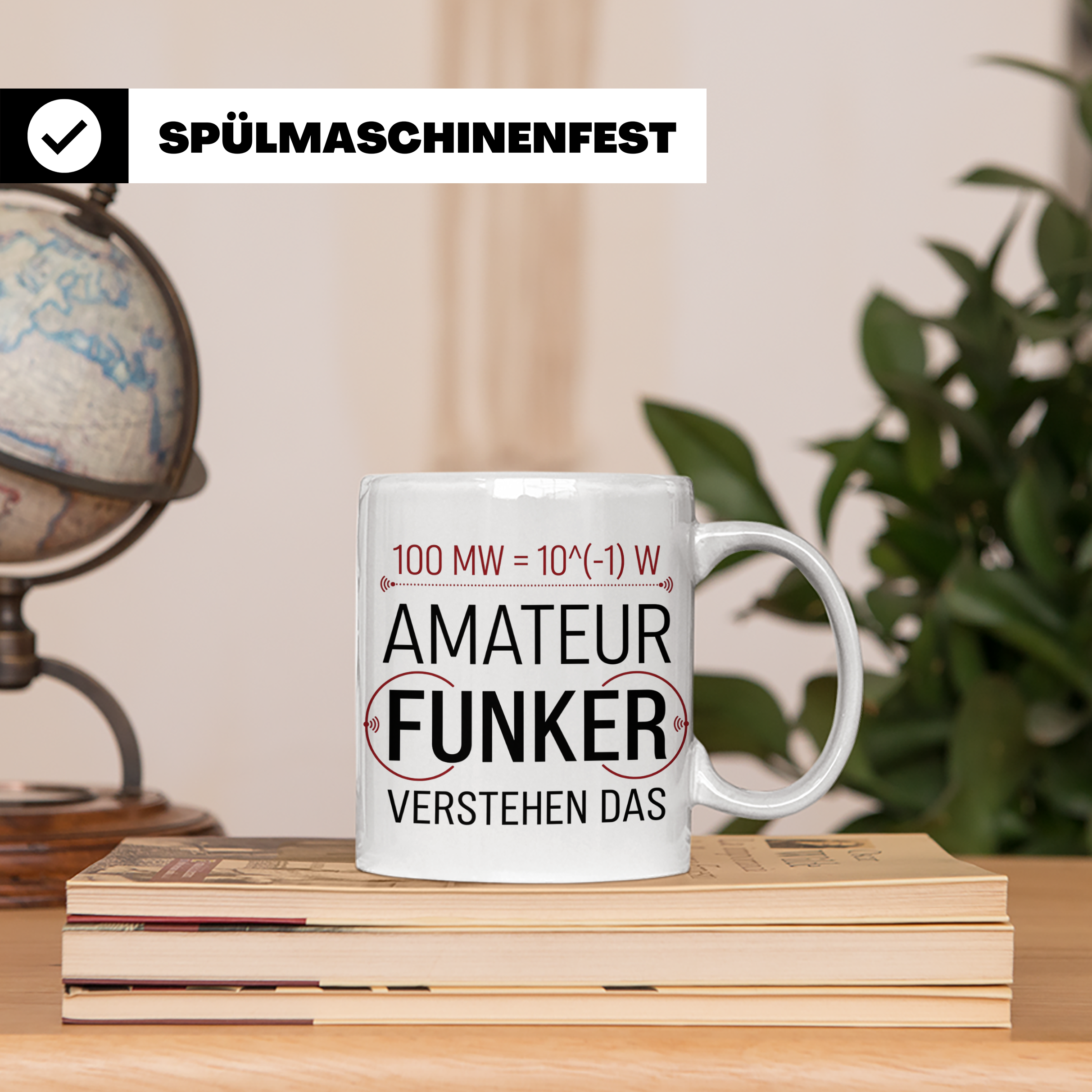 Amateurfunker Tasse mit Spruch 100 MW = 10^(-1) W | Geschenk – Weiß [farbe:weiß]