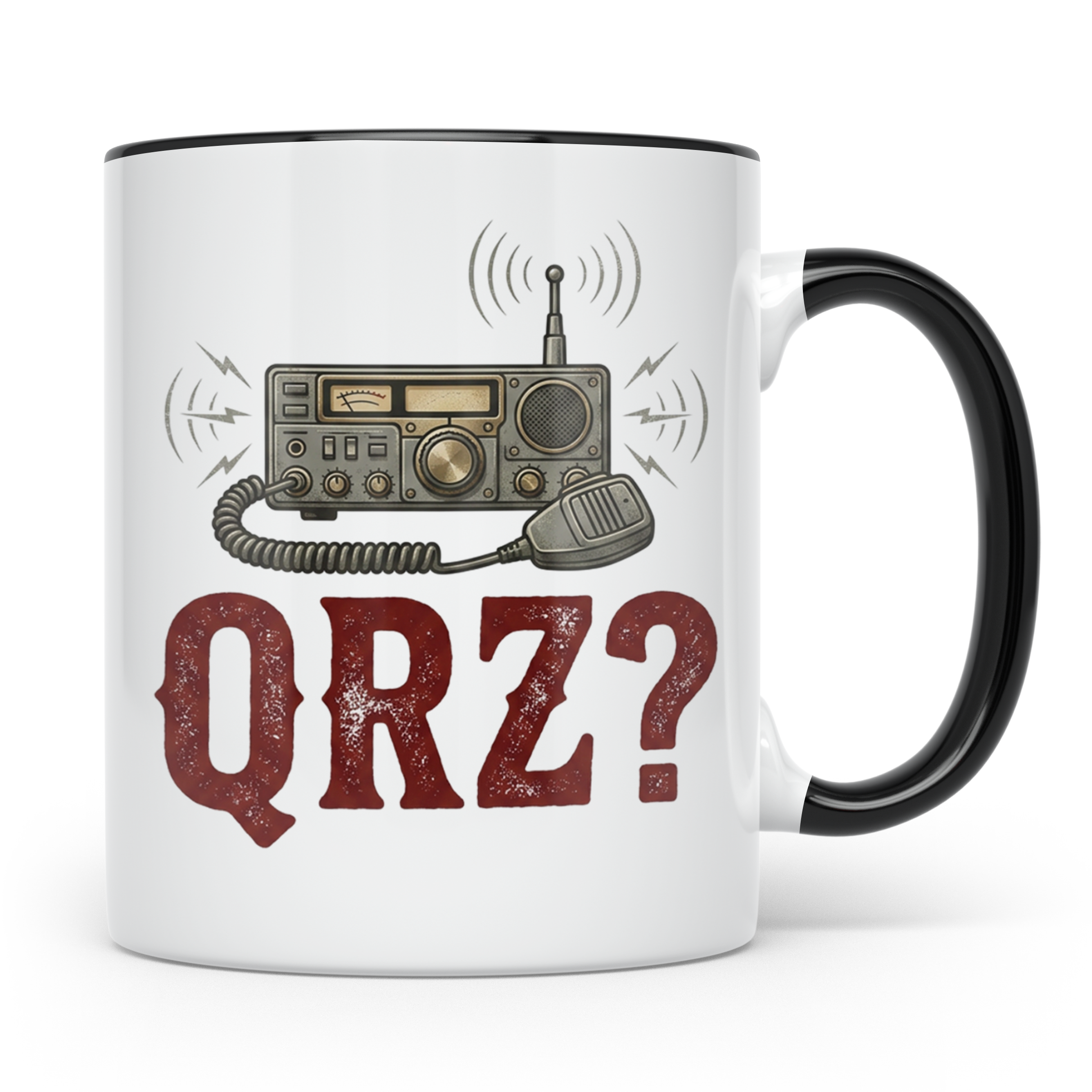 Amateurfunk Tasse QRZ? Funkgerät Motiv, Geschenk für Funkama – Schwarz [farbe:schwarz]