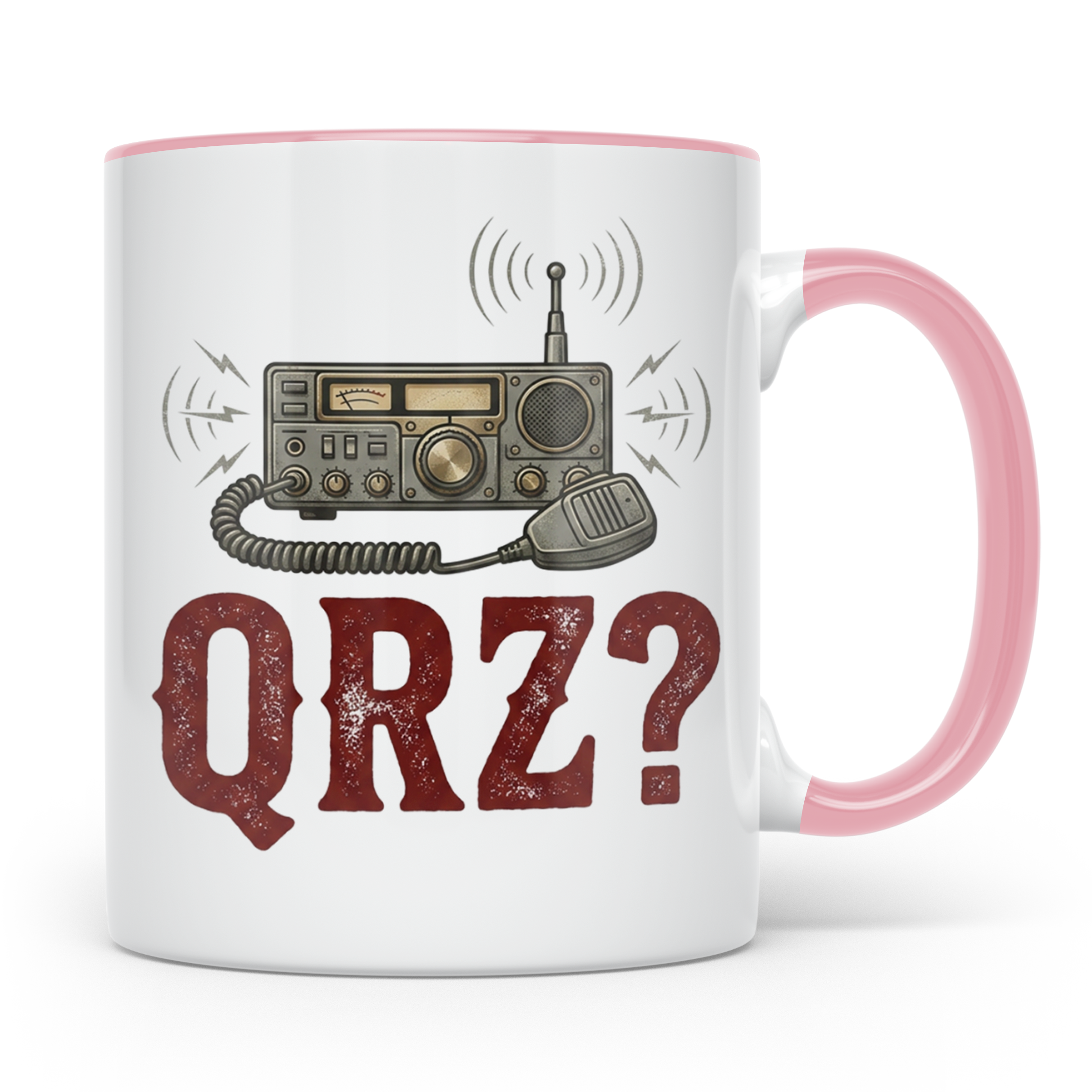 Amateurfunk Tasse QRZ? Funkgerät Motiv, Geschenk für Funkama – Rosa [farbe:rosa]