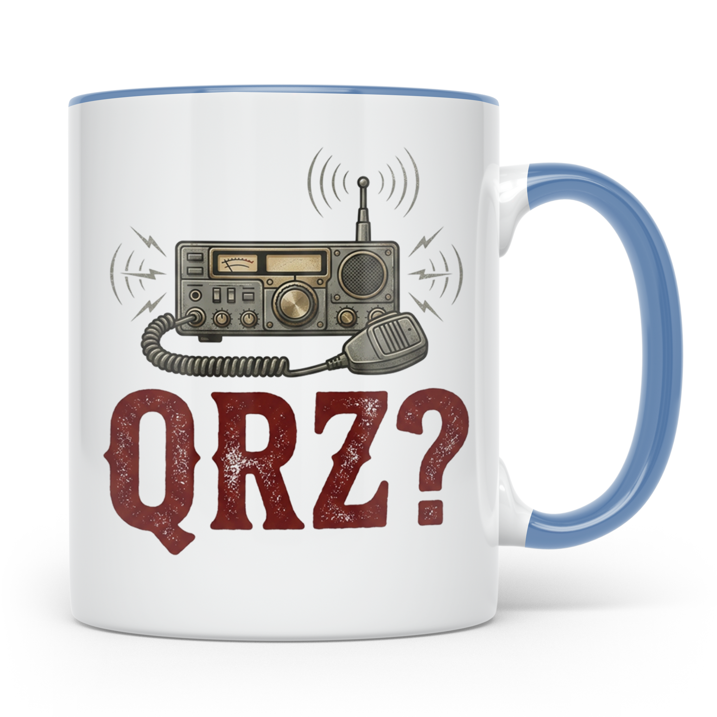 Amateurfunk Tasse QRZ? Funkgerät Motiv, Geschenk für Funkama – Blau [farbe:blau]