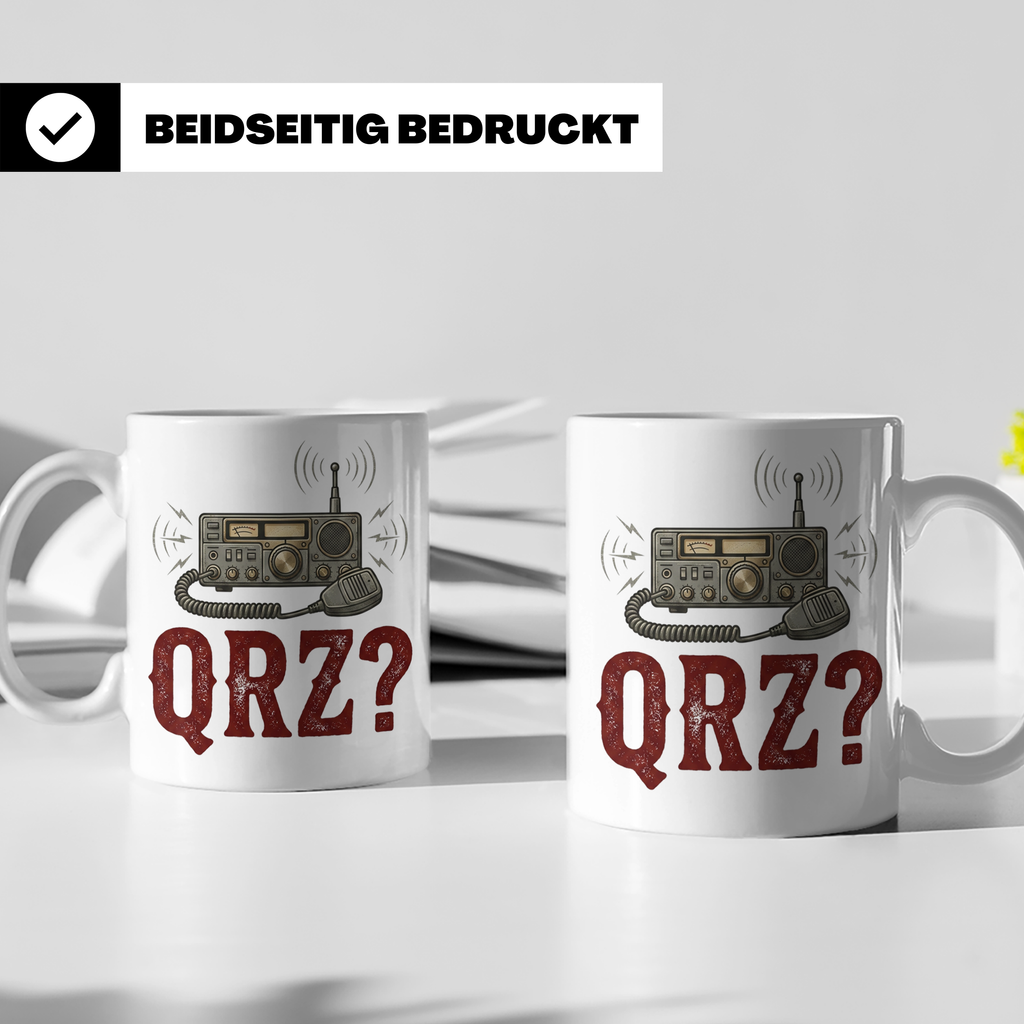 Amateurfunk Tasse QRZ? Funkgerät Motiv, Geschenk für Funkama – Weiß [farbe:weiß]