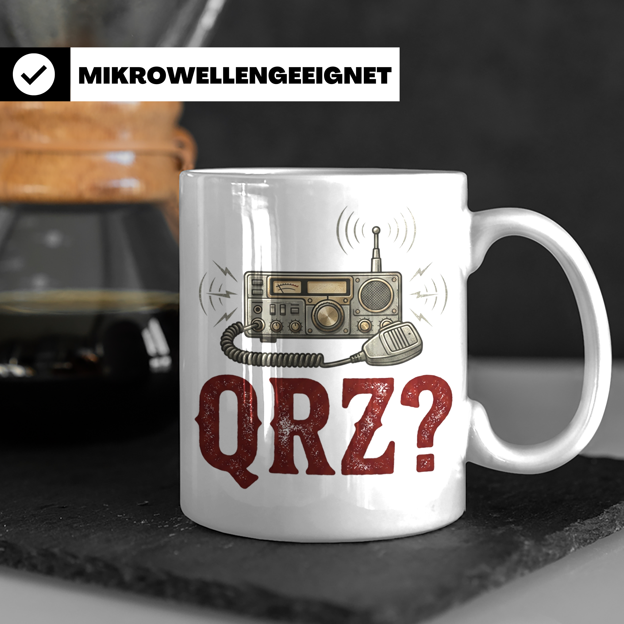 Amateurfunk Tasse QRZ? Funkgerät Motiv, Geschenk für Funkama – Weiß [farbe:weiß]