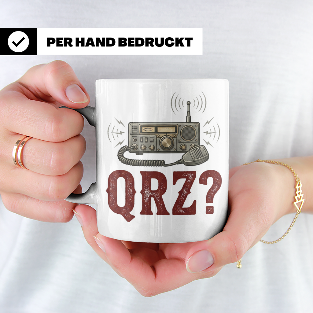 Amateurfunk Tasse QRZ? Funkgerät Motiv, Geschenk für Funkama – Weiß [farbe:weiß]