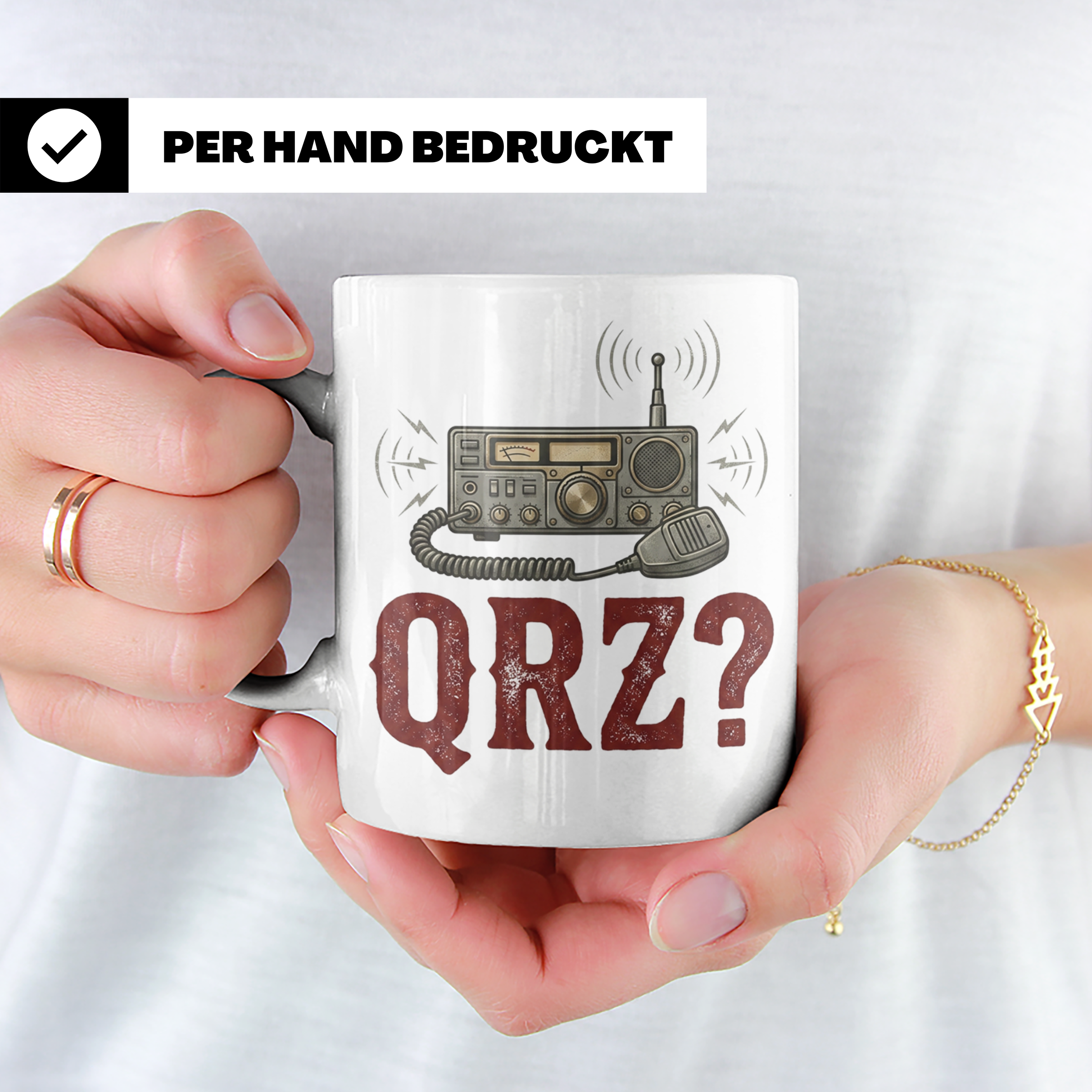 Amateurfunk Tasse QRZ? Funkgerät Motiv, Geschenk für Funkama – Weiß [farbe:weiß]