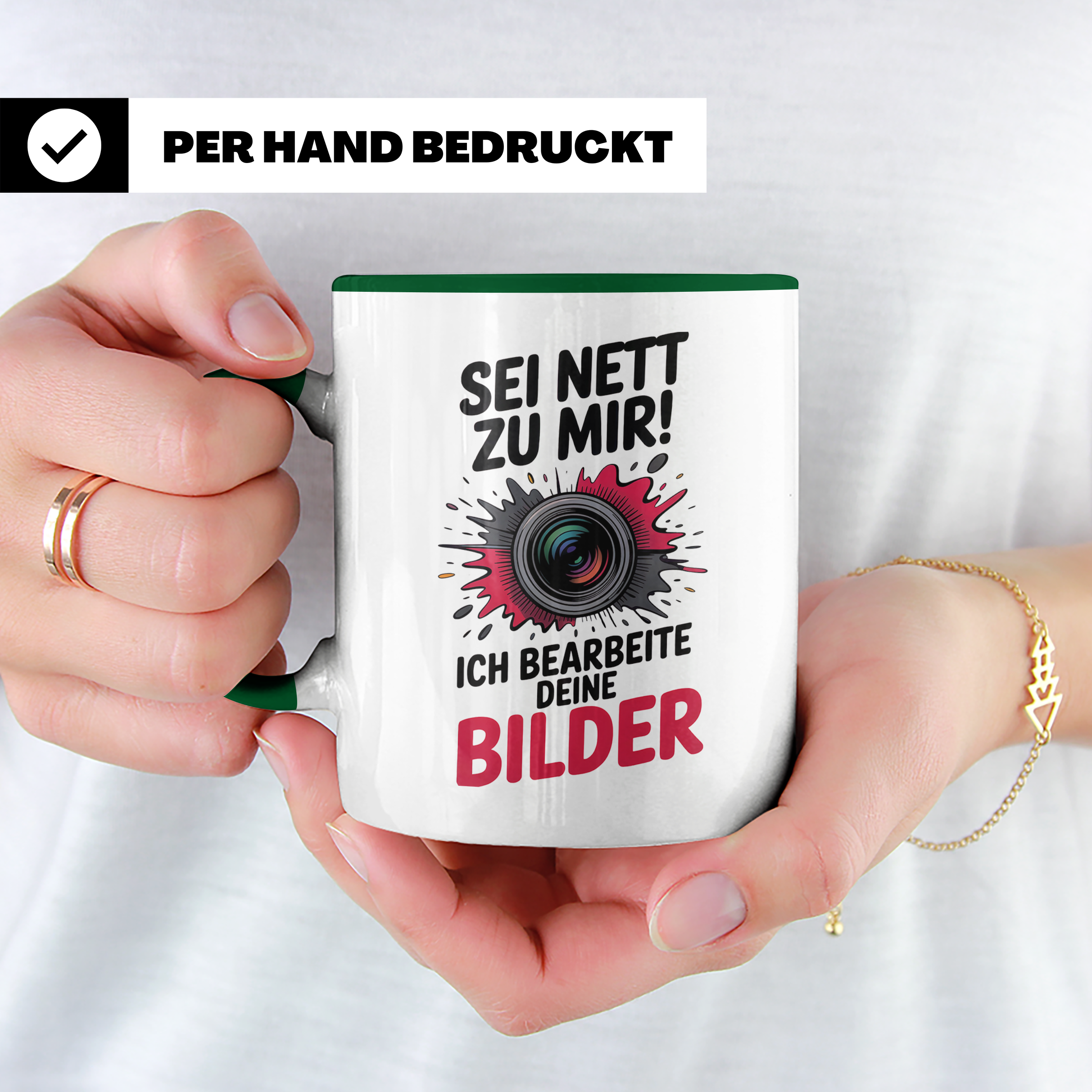 Fotograf Tasse - Sei Nett zu mir! Bildbearbeitung - Spruch Fotografie Fotoapparate Geschenkidee für Bildbearbeiter & Fotografen