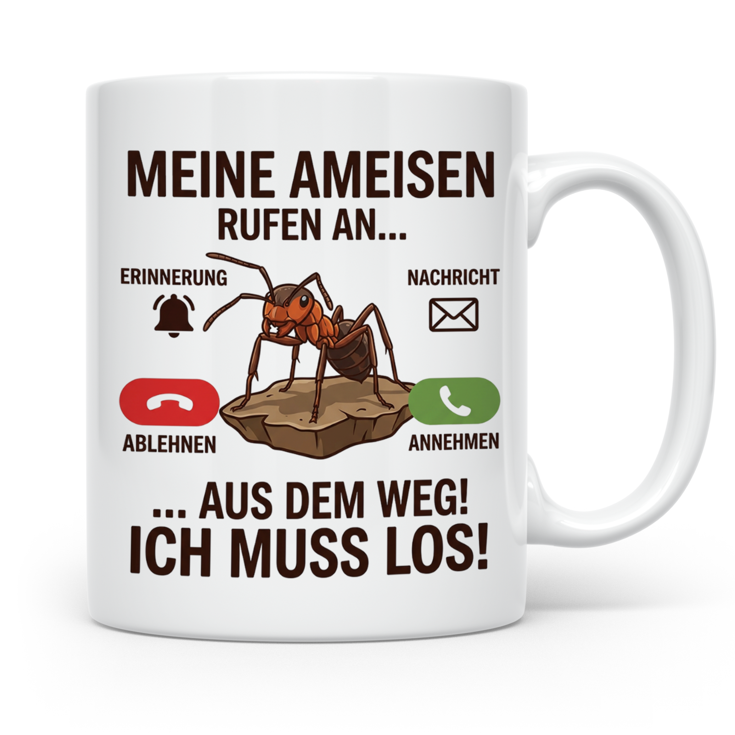 Ameisen Tasse 'Meine Ameisen rufen an' für Ameisenhalter & M – Weiß [farbe:weiß]