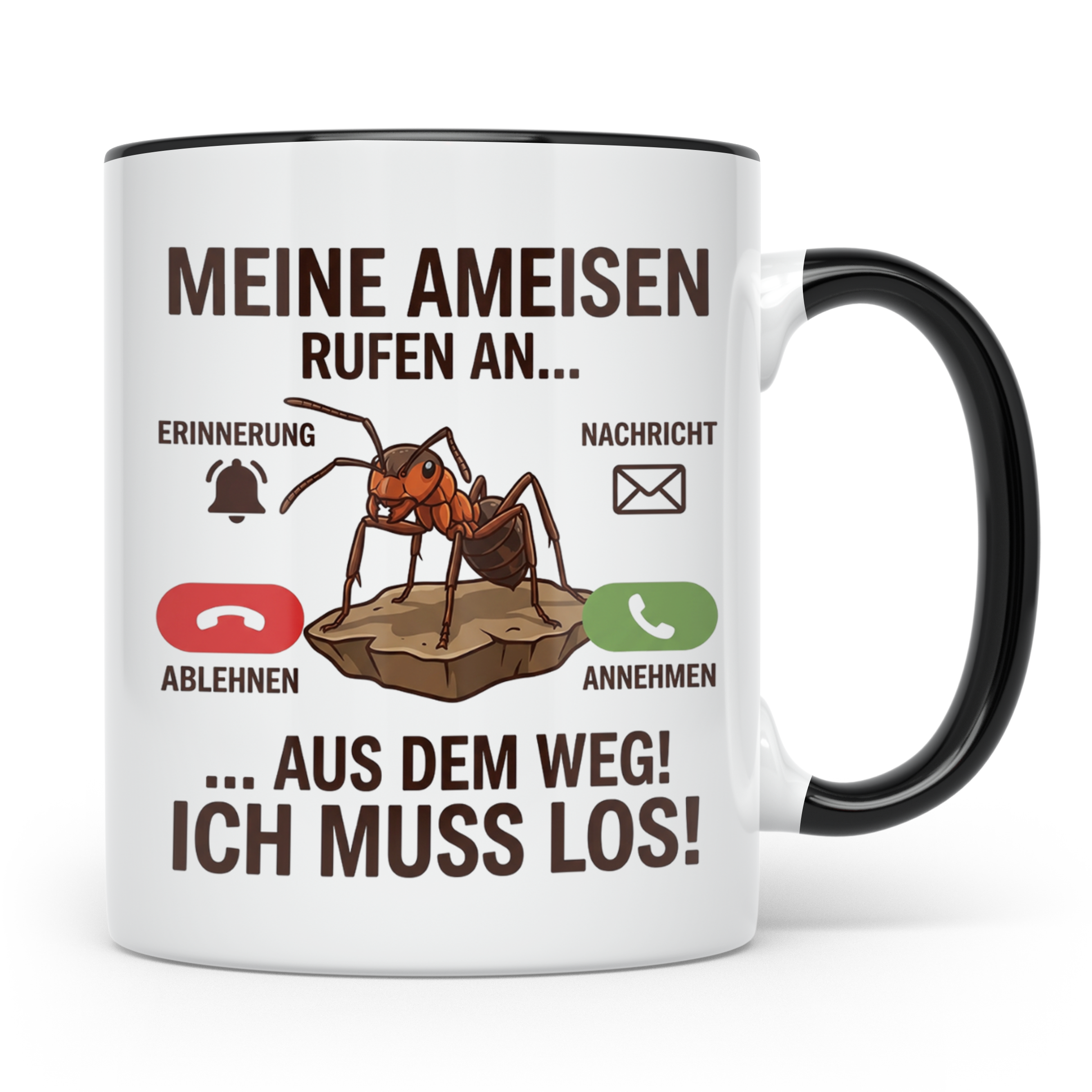 Ameisen Tasse 'Meine Ameisen rufen an' für Ameisenhalter & M – Schwarz [farbe:schwarz]