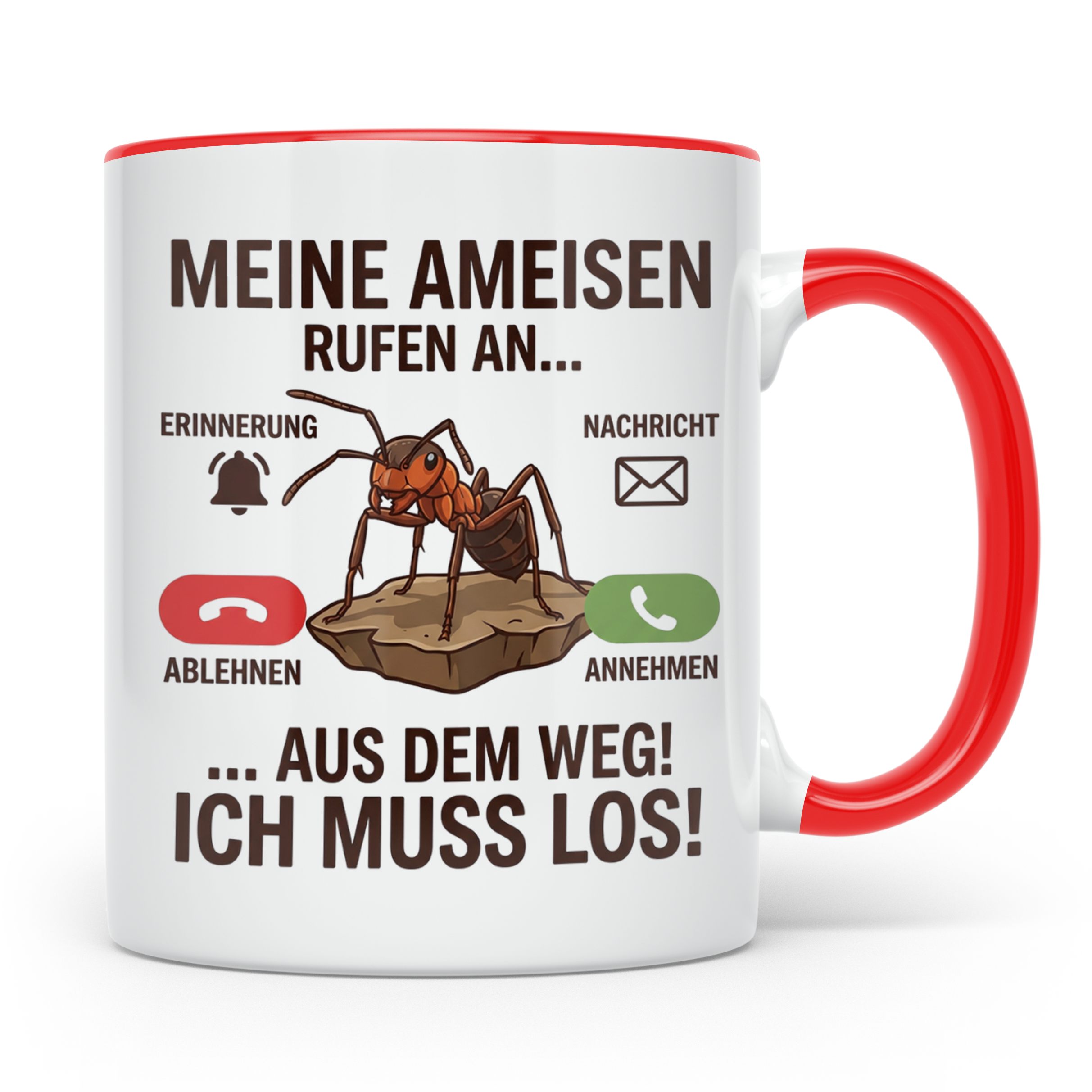 Ameisen Tasse 'Meine Ameisen rufen an' für Ameisenhalter & M – Rot [farbe:rot]