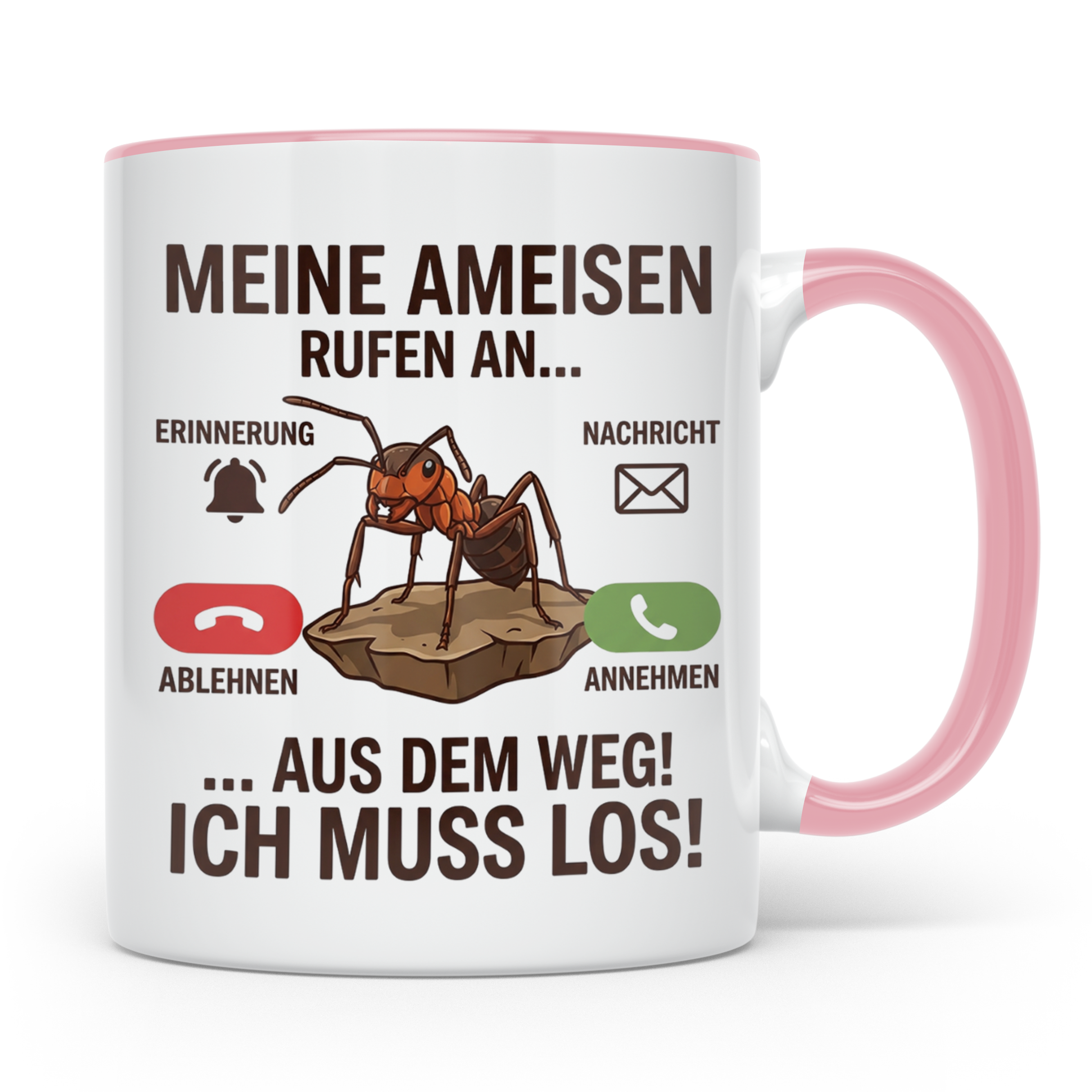 Ameisen Tasse 'Meine Ameisen rufen an' für Ameisenhalter & M – Rosa [farbe:rosa]