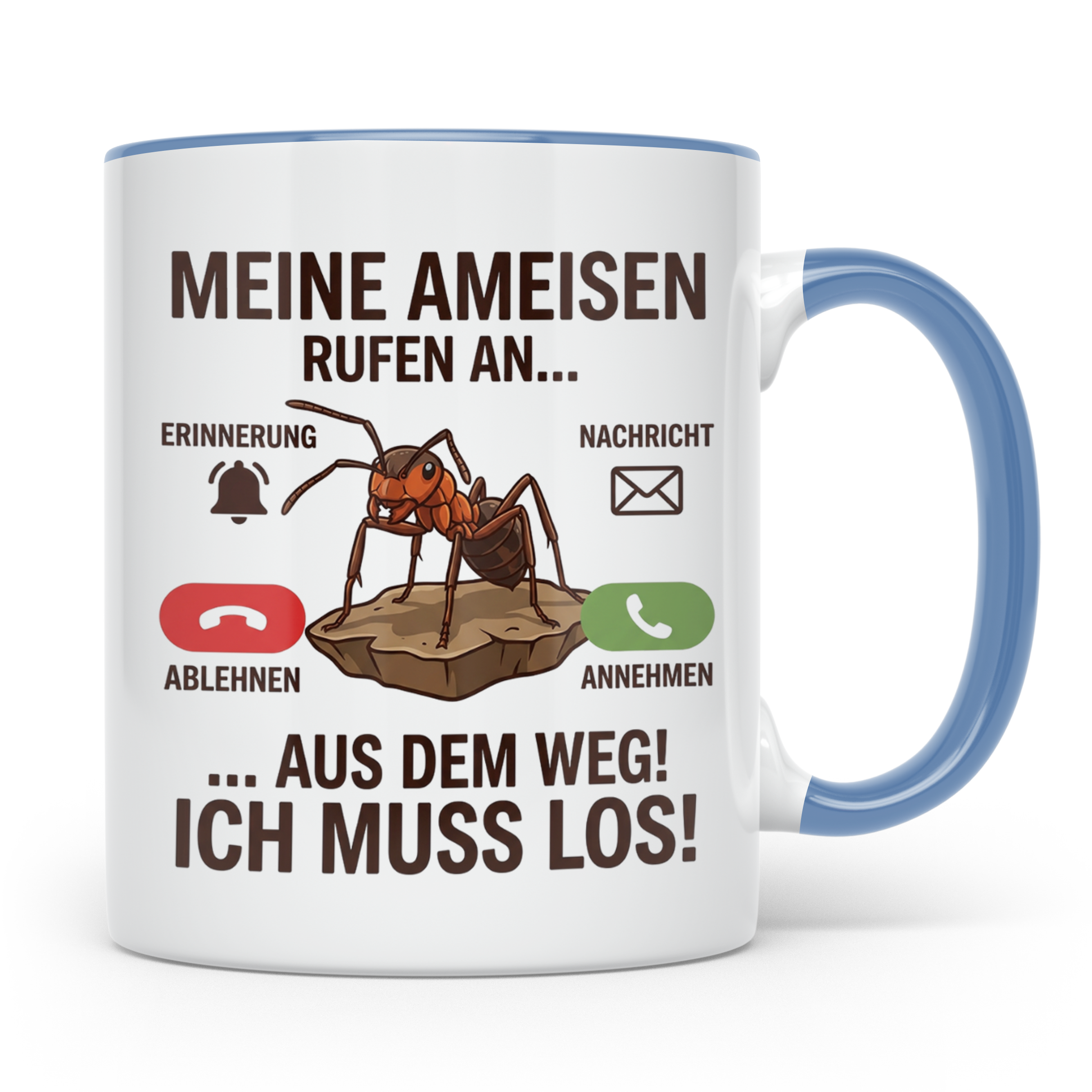 Ameisen Tasse 'Meine Ameisen rufen an' für Ameisenhalter & M – Blau [farbe:blau]