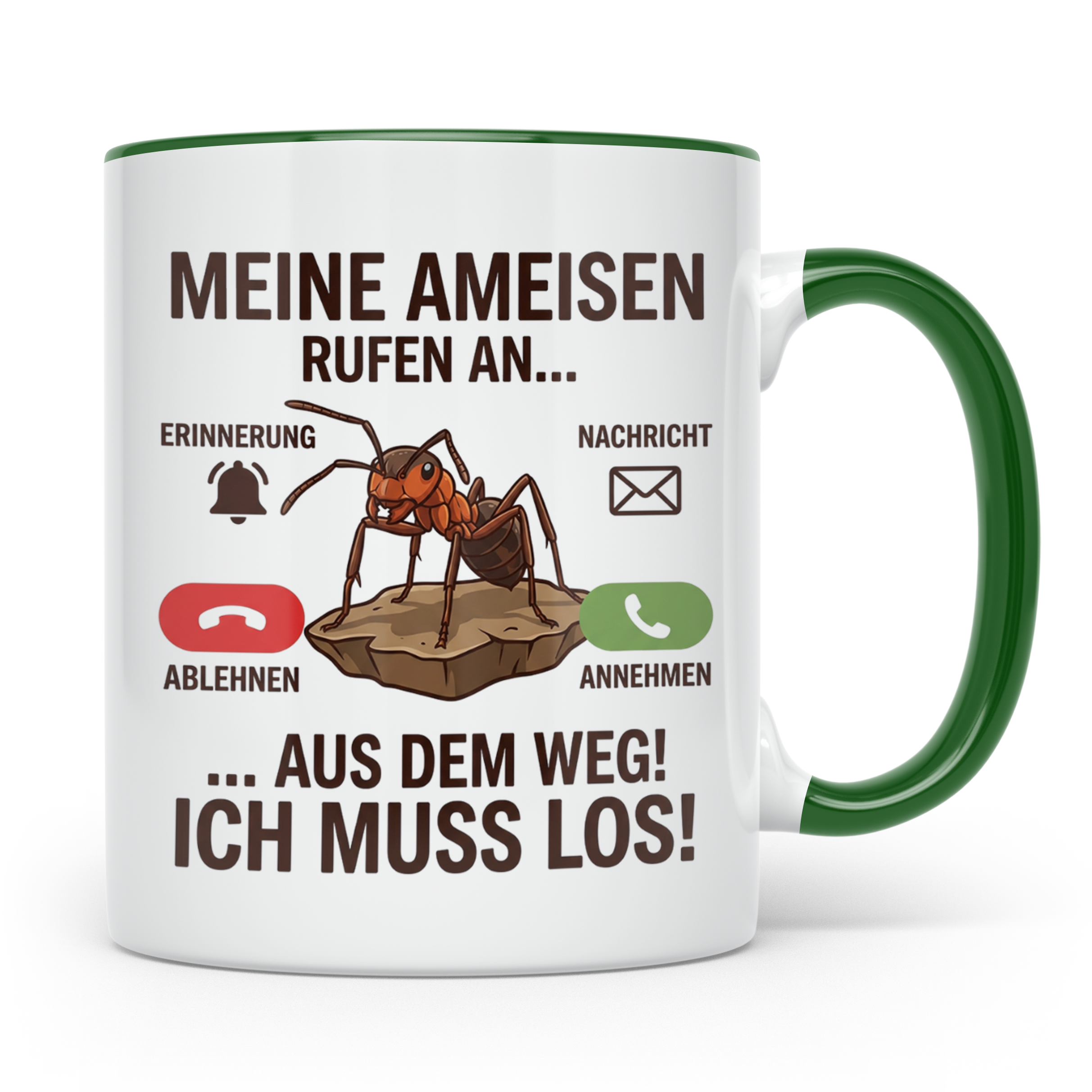 Ameisen Tasse 'Meine Ameisen rufen an' für Ameisenhalter & M – Grün [farbe:grün]