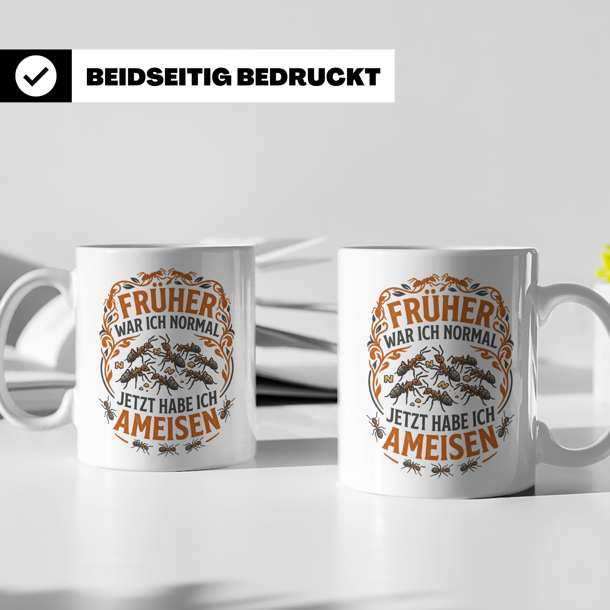Ameisen Tasse Früher war ich normal | Spruch für Ameisenhalt – Weiß [farbe:weiß]