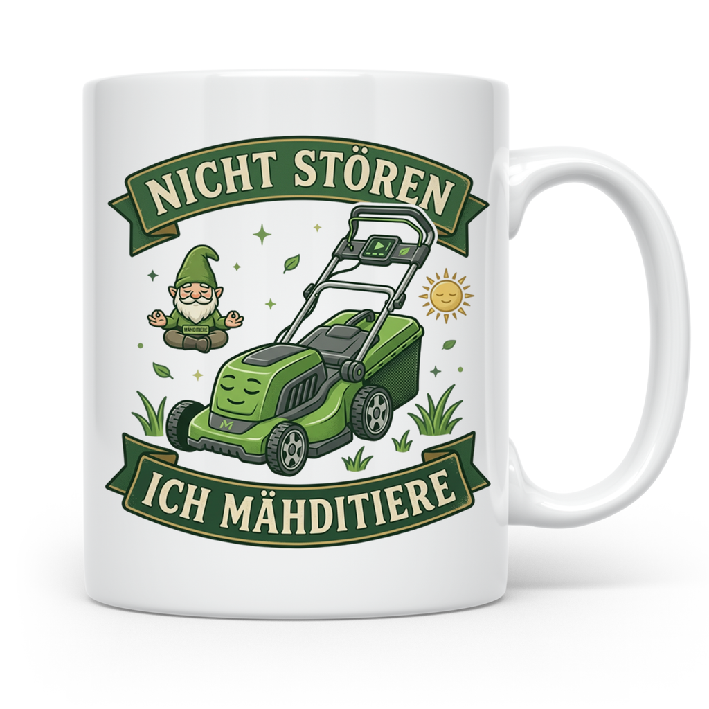 Ich Mähditiere Tasse lustig für Gärtner & Männer | Rasenmähe – Weiß [farbe:weiß]