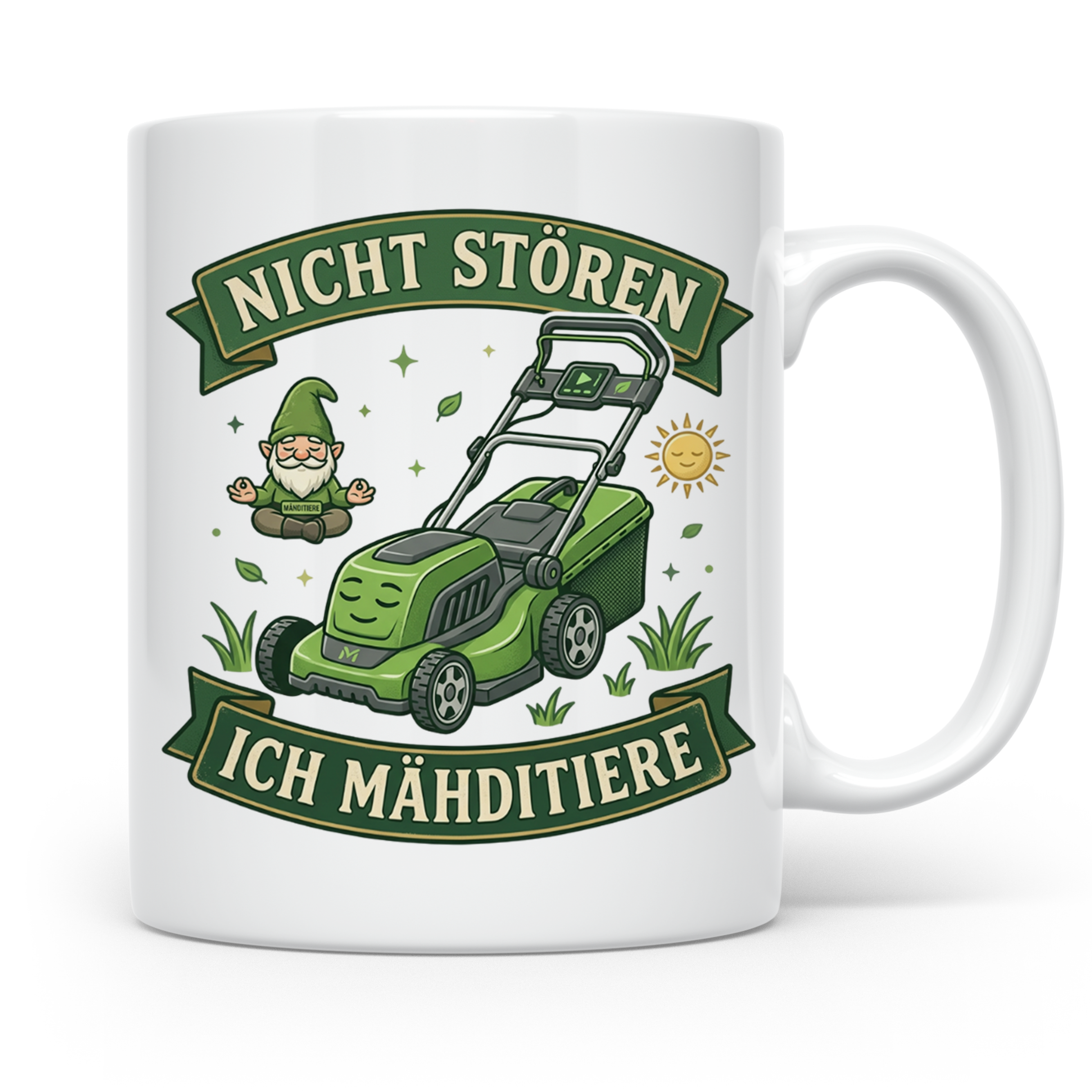 Ich Mähditiere Tasse lustig für Gärtner & Männer | Rasenmähe – Weiß [farbe:weiß]