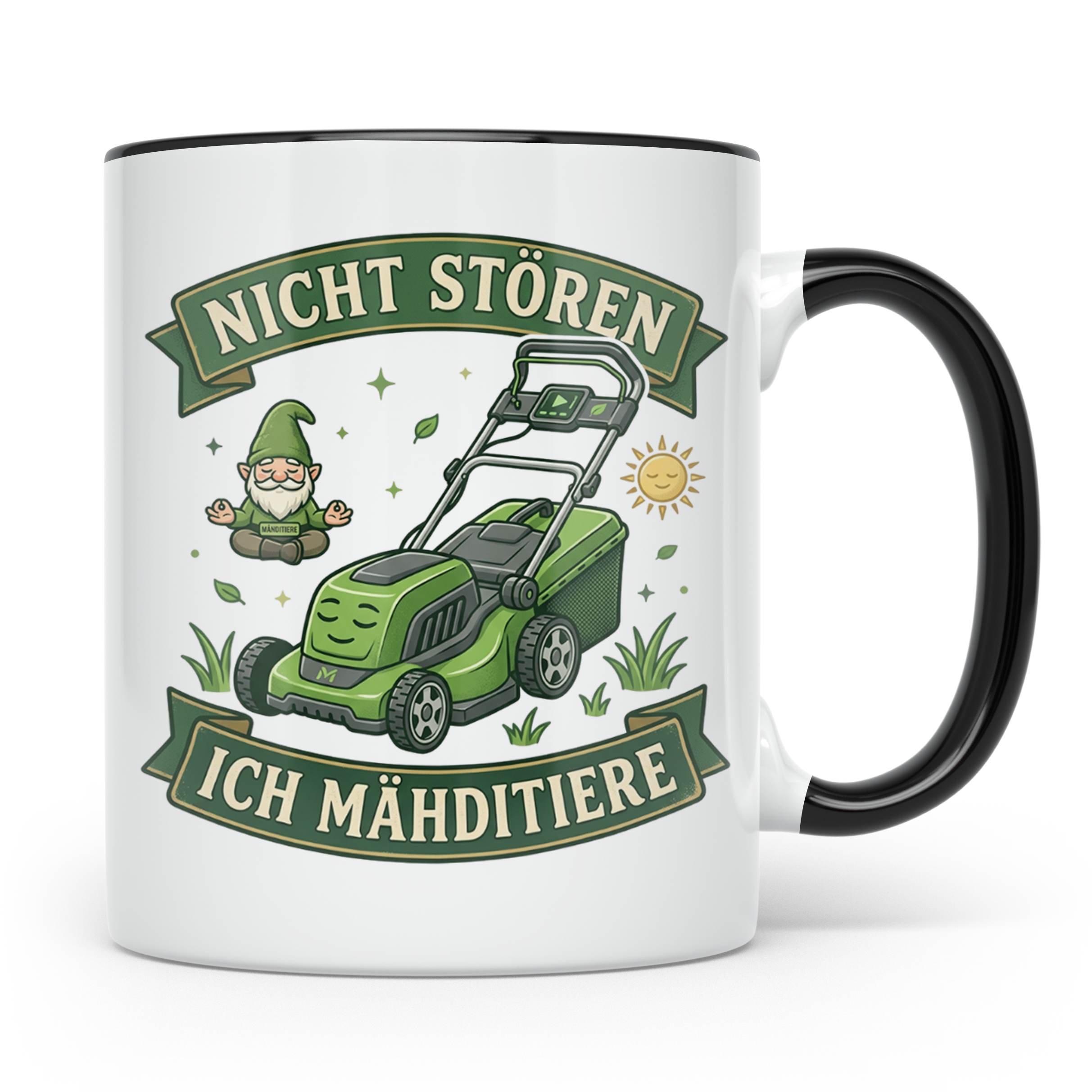 Ich Mähditiere Tasse lustig für Gärtner & Männer | Rasenmähe – Schwarz [farbe:schwarz]